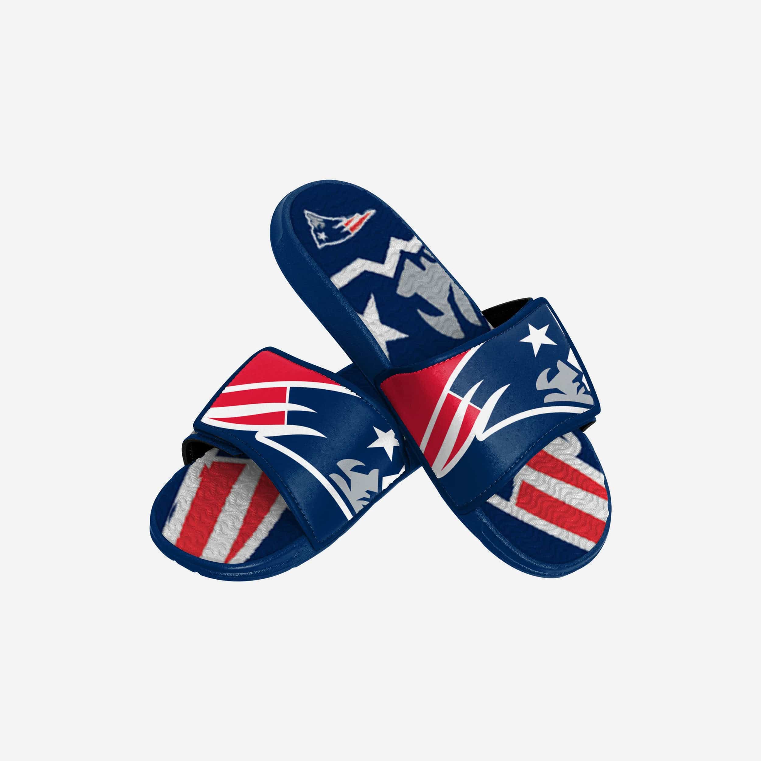 New England Patriots Youth Colorblock Big Logo Gel Slide 3 New England Patriots Youth Colorblock Big Logo Gel Slide