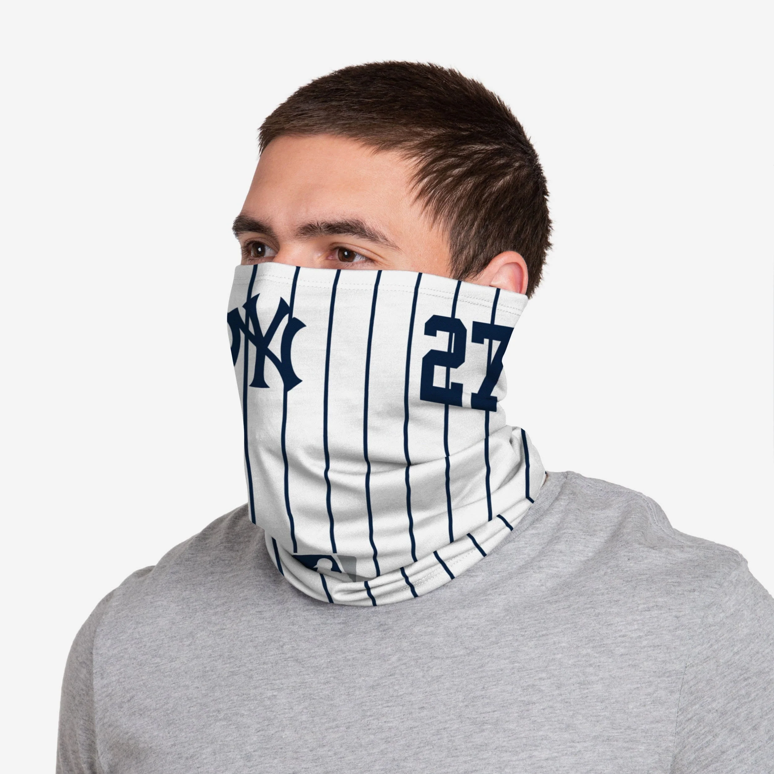 Giancarlo Stanton New York Yankees On-Field Gameday Pinstripe Stitched Gaiter Scarf 3 Giancarlo Stanton New York Yankees On-Field Gameday Pinstripe Stitched Gaiter Scarf
