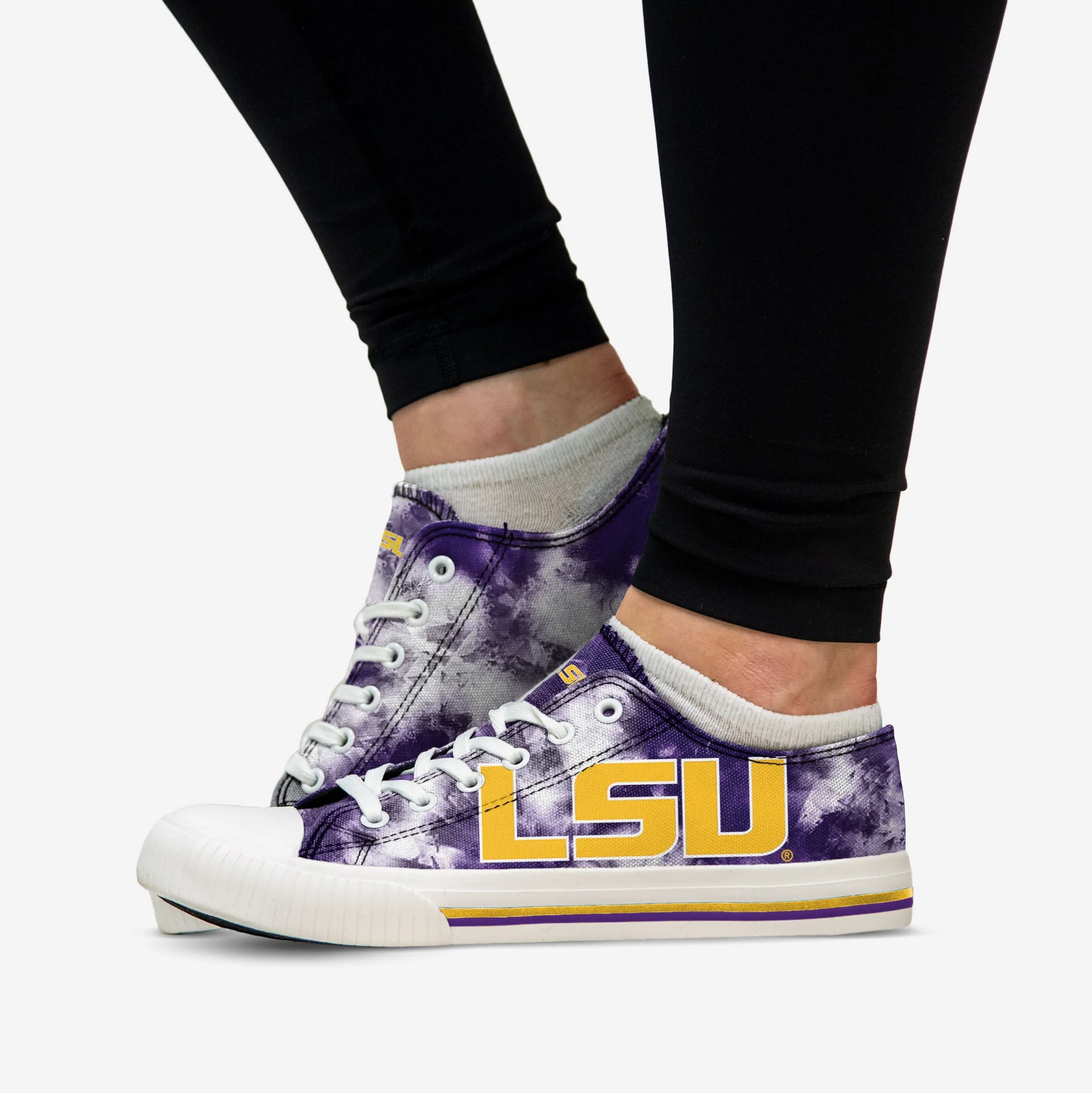 LSU Tigers Womens Low Top Tie-Dye Canvas Shoe 4 LSU Tigers Womens Low Top Tie-Dye Canvas Shoe