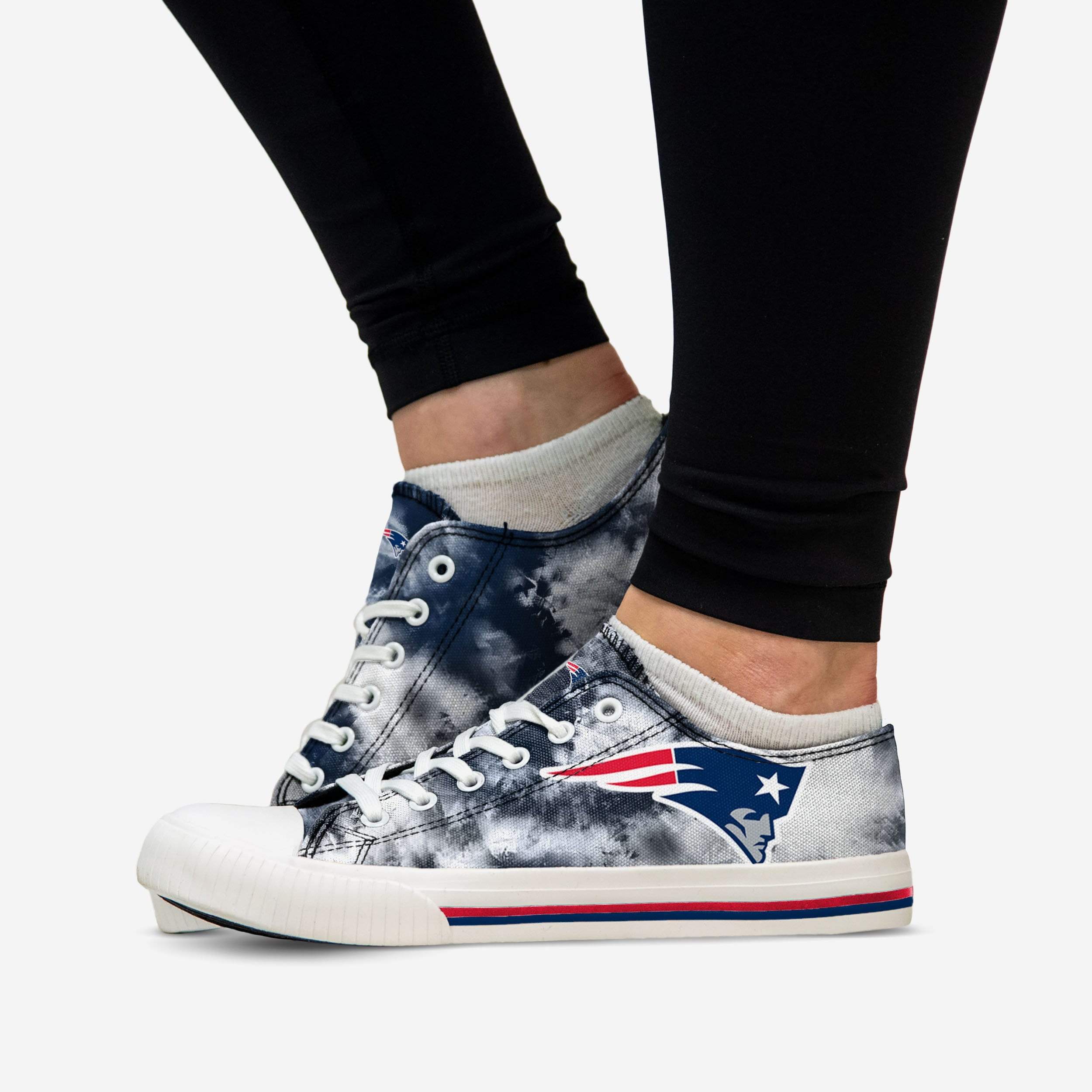 New England Patriots Womens Low Top Tie-Dye Canvas Shoe 3 New England Patriots Womens Low Top Tie-Dye Canvas Shoe