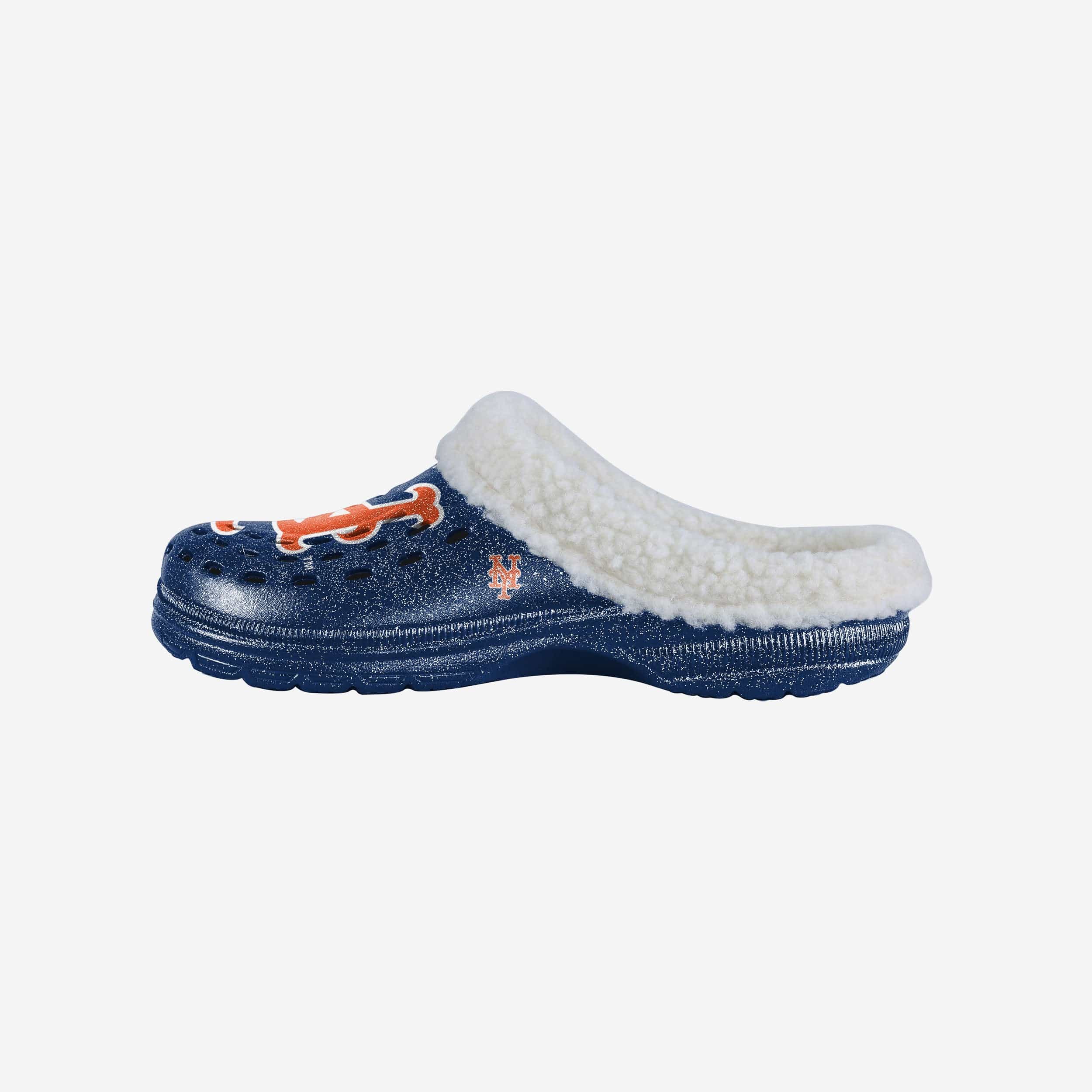 New York Mets Womens Sherpa Lined Glitter Clog