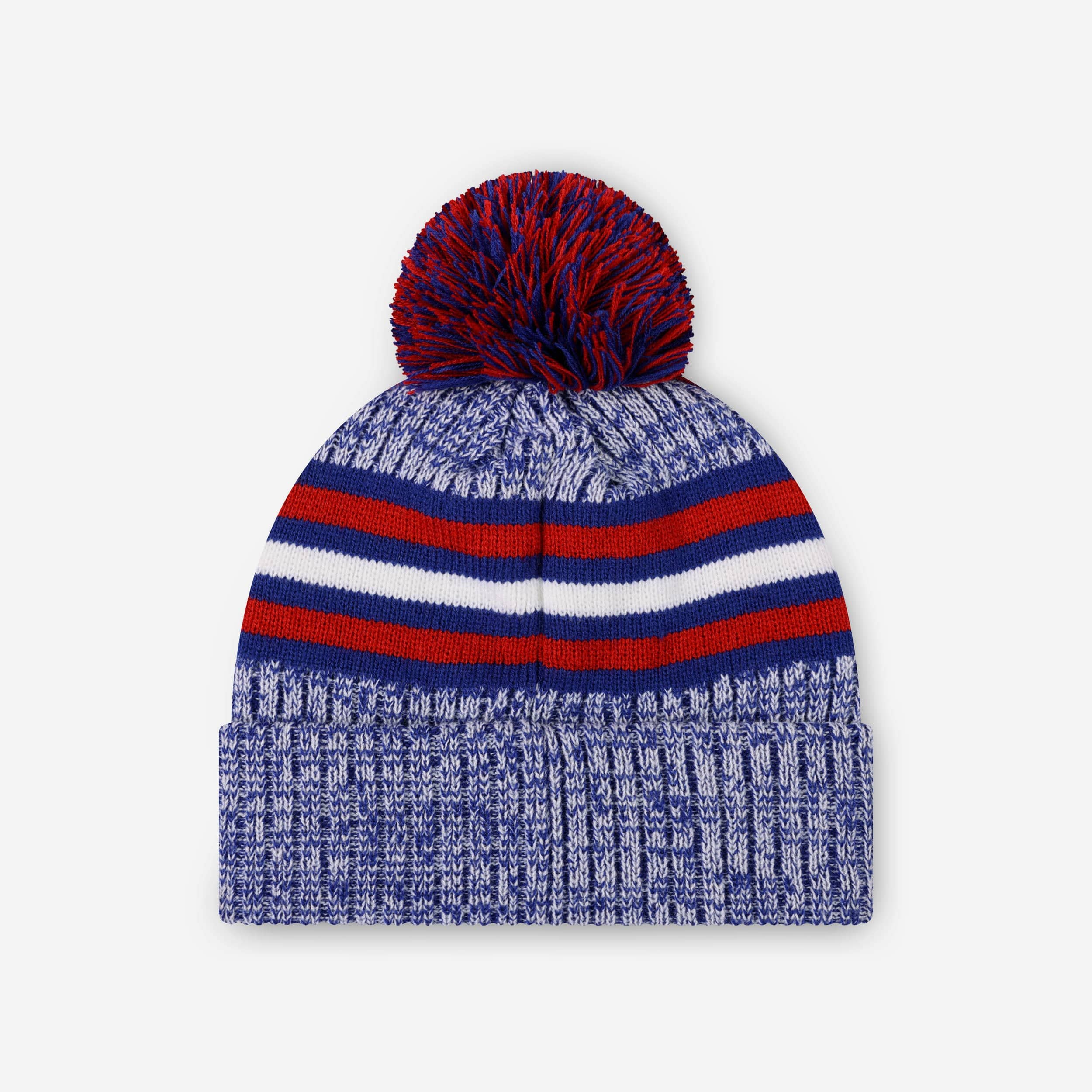 New York Giants Heather Team Stripe Lined Pom Beanie 2 New York Giants Heather Team Stripe Lined Pom Beanie