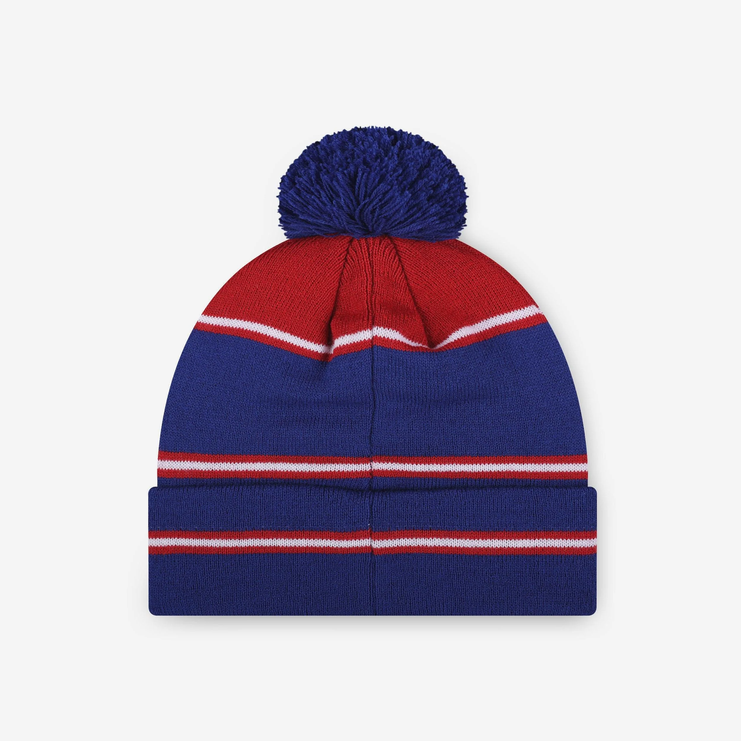 New York Giants Big Wordmark Stripe Pom Beanie 2 New York Giants Big Wordmark Stripe Pom Beanie