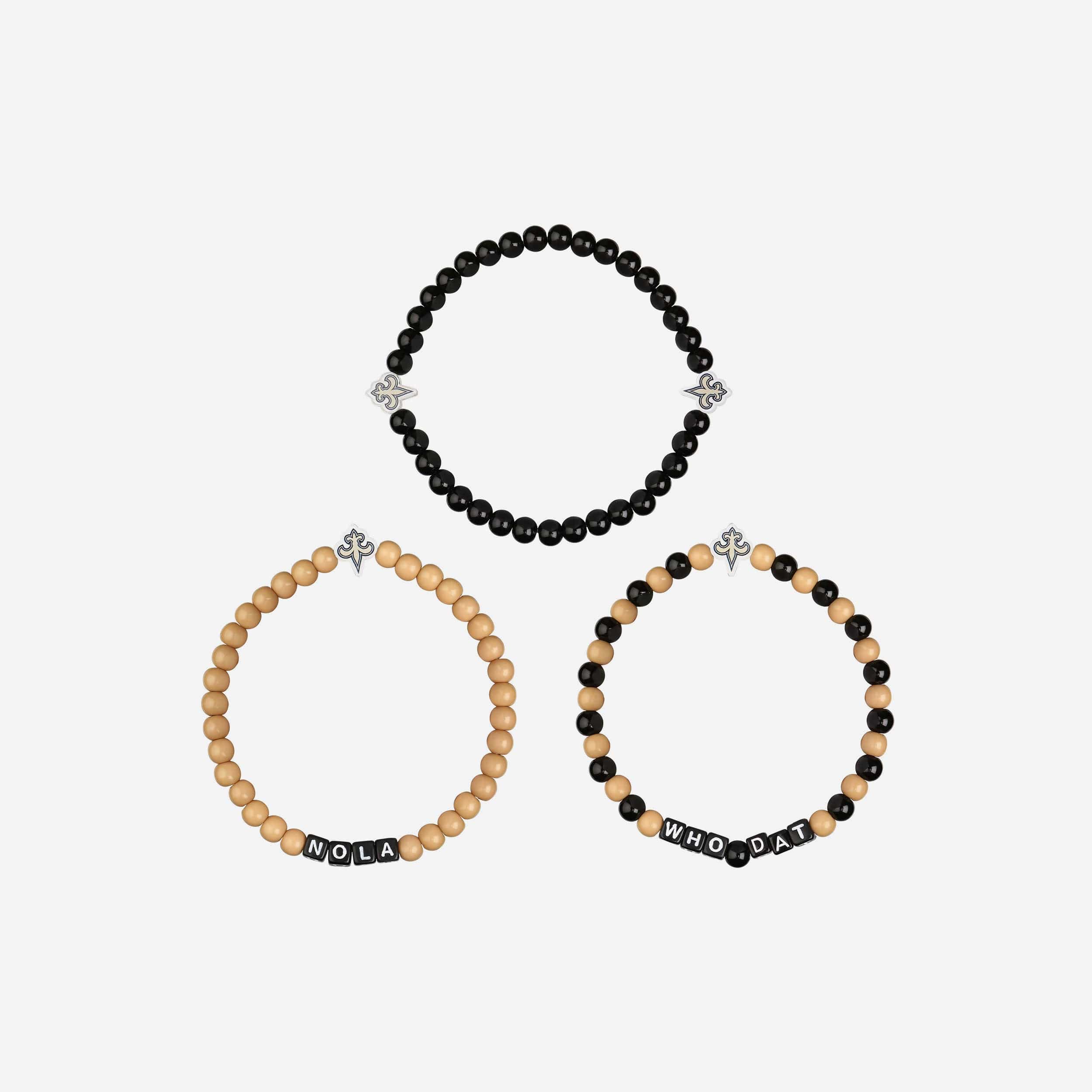 New Orleans Saints 3 Pack Beaded Friendship Bracelet 2 New Orleans Saints 3 Pack Beaded Friendship Bracelet