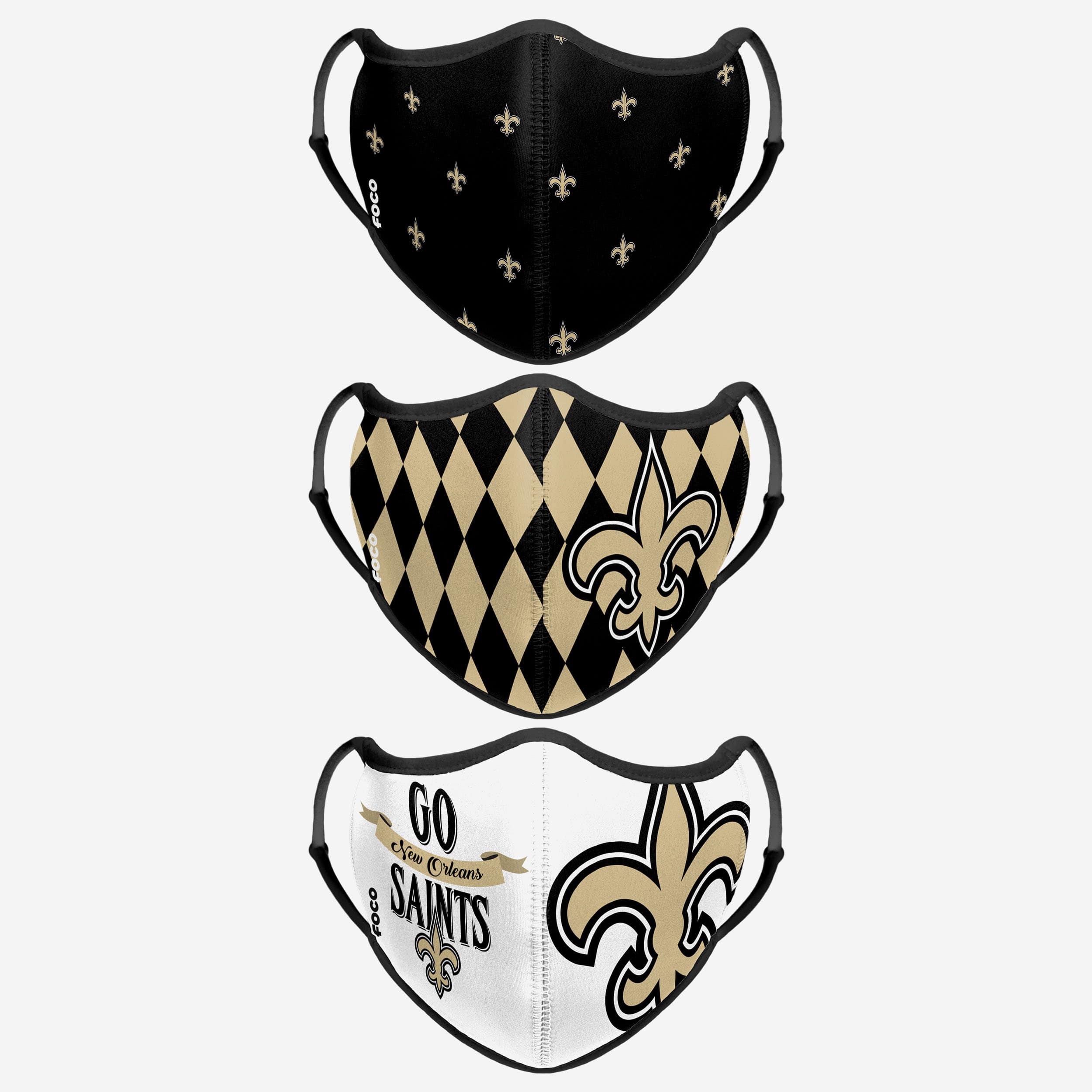 New Orleans Saints Thematic Sport 3 Pack Face Cover 1 New Orleans Saints Thematic Sport 3 Pack Face Cover
