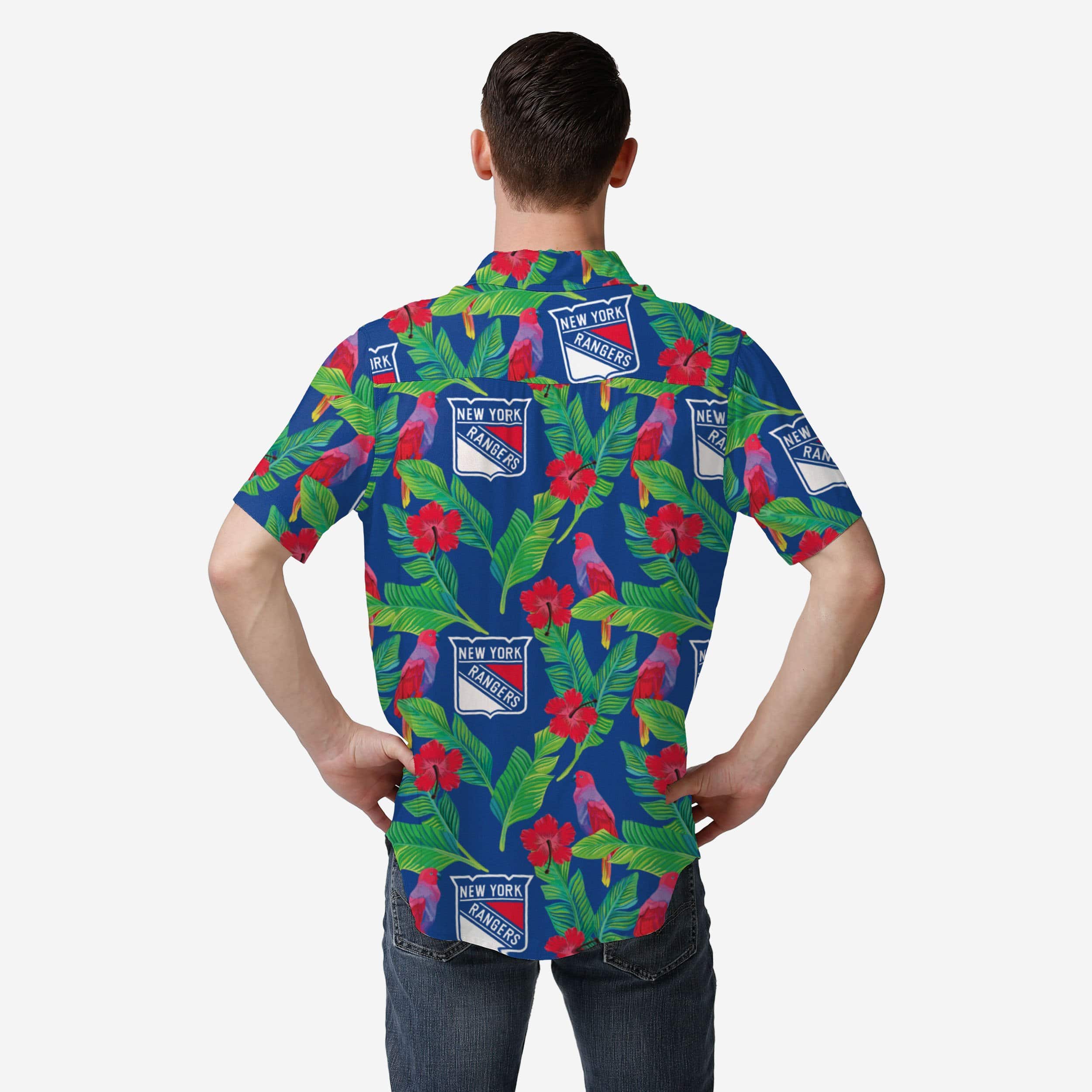 New York Rangers Floral Button Up Shirt 2 New York Rangers Floral Button Up Shirt