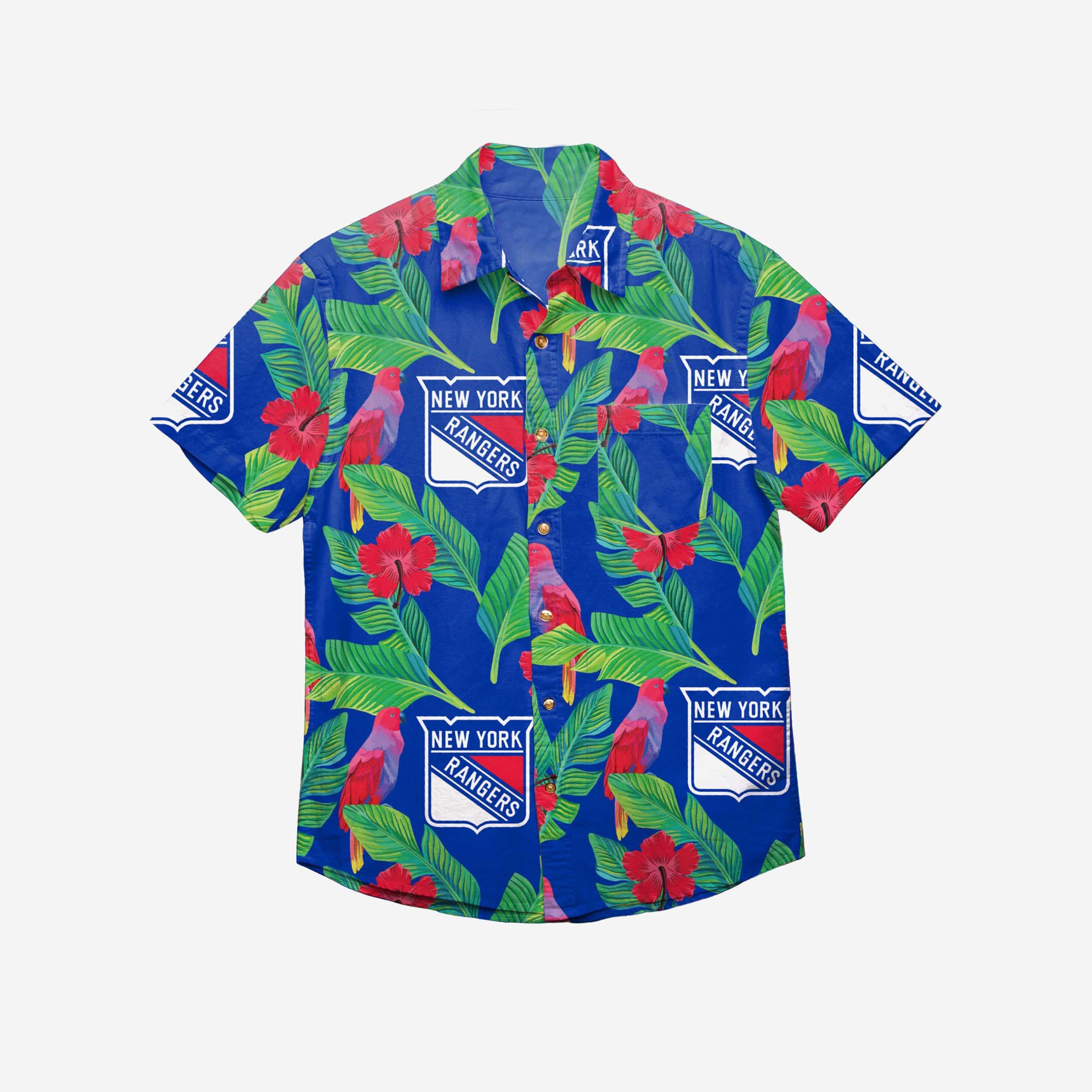New York Rangers Floral Button Up Shirt 3 New York Rangers Floral Button Up Shirt