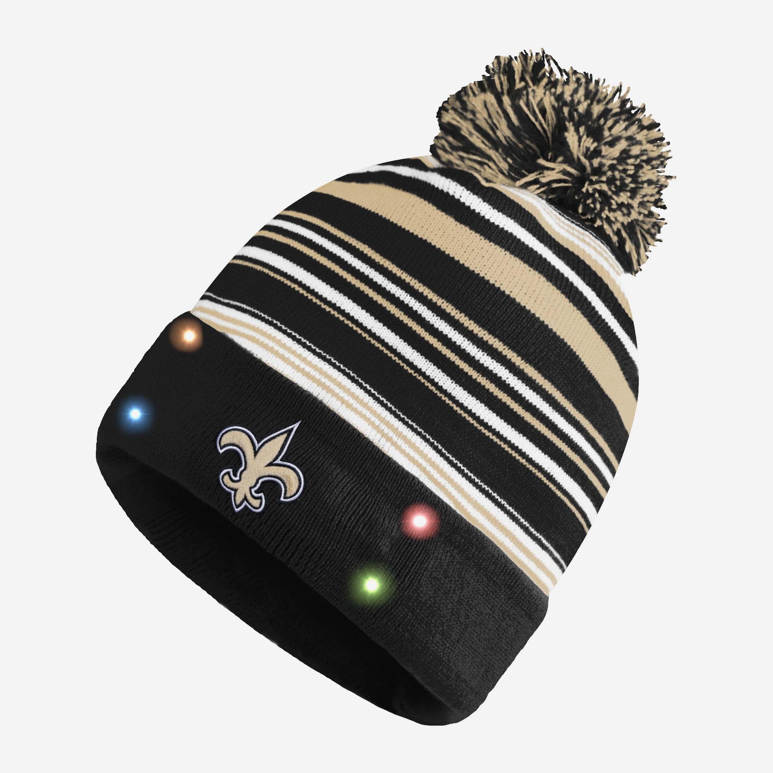 New Orleans Saints Horizontal Stripe Light Up Beanie