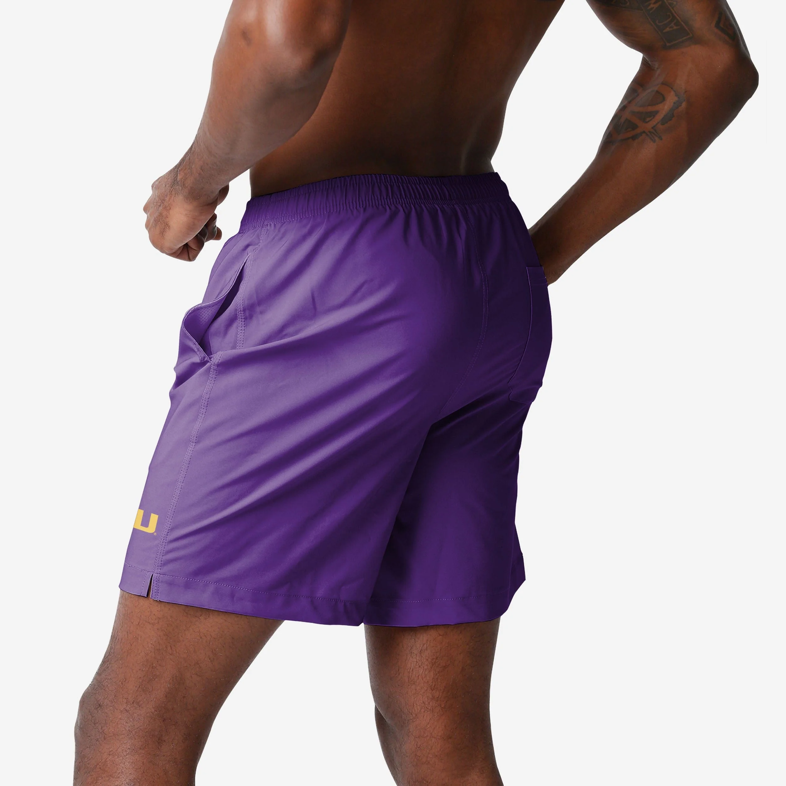 LSU Tigers Solid Wordmark Traditional Swimming Trunks 2 LSU Tigers Solid Wordmark Traditional Swimming Trunks