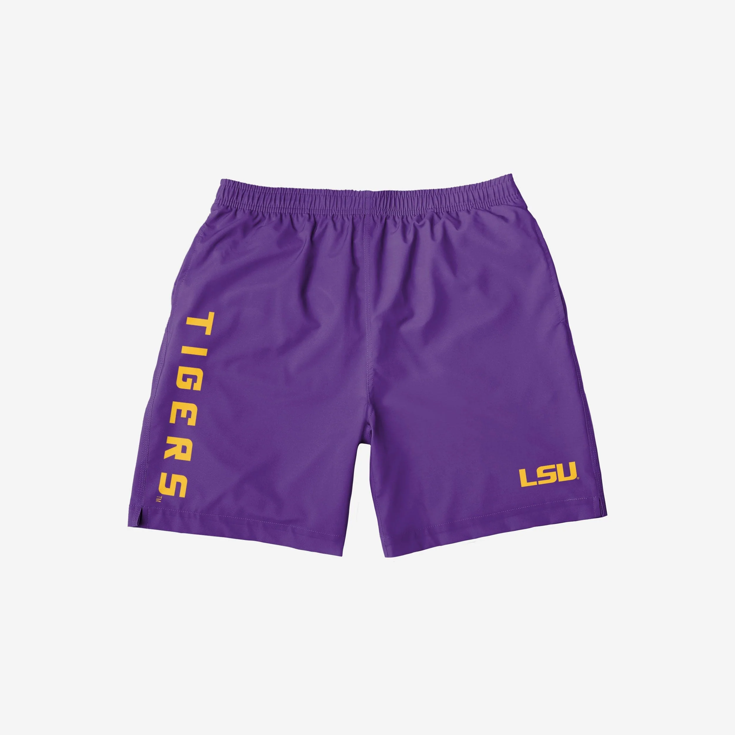 LSU Tigers Solid Wordmark Traditional Swimming Trunks 3 LSU Tigers Solid Wordmark Traditional Swimming Trunks