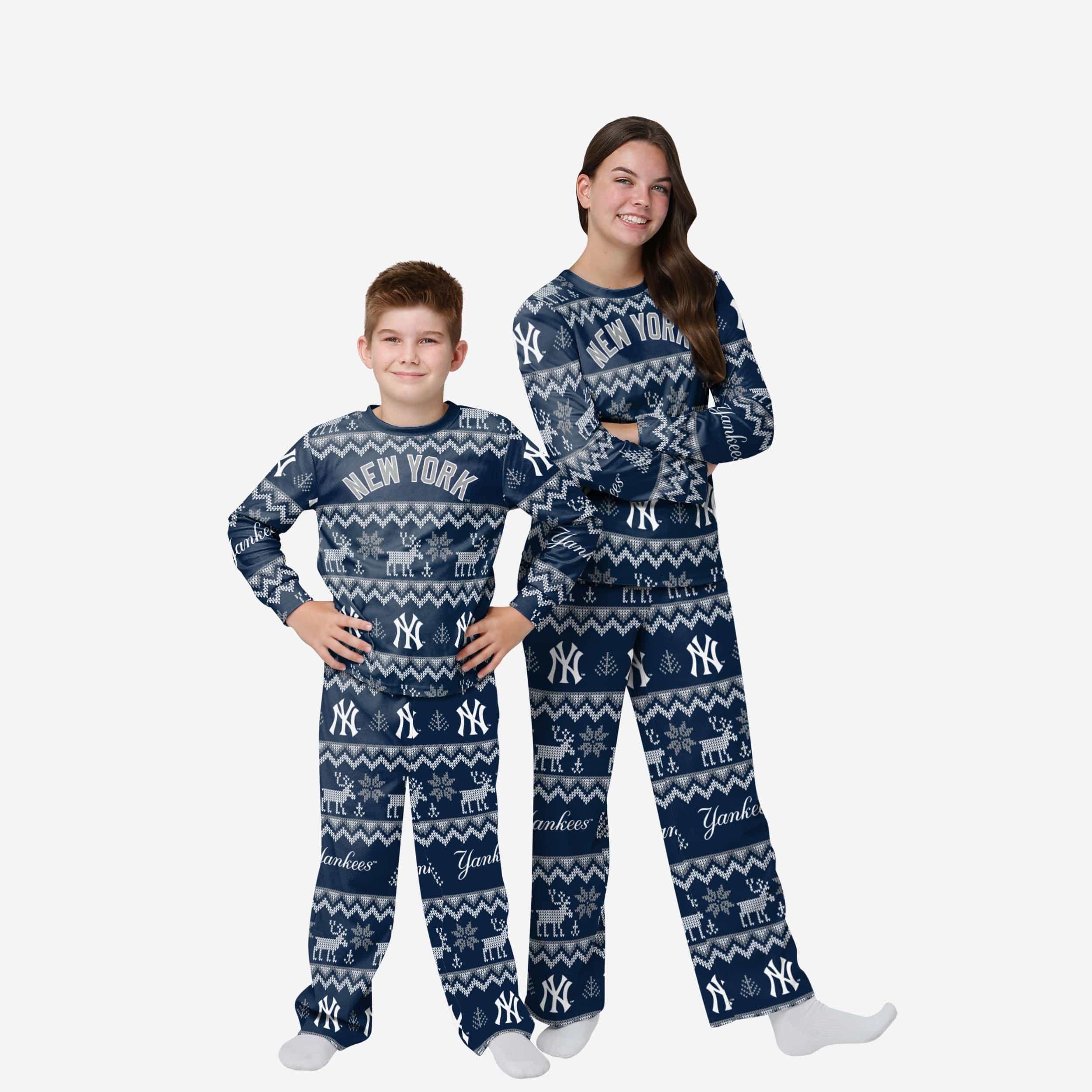 New York Yankees Youth Ugly Pattern Family Holiday Pajamas