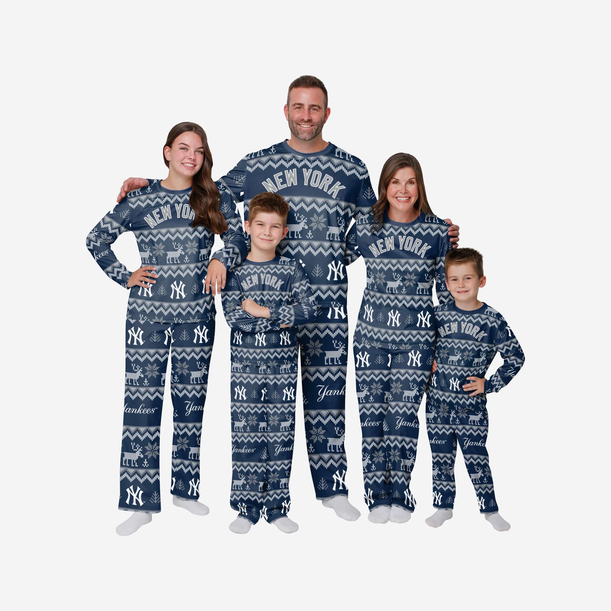 New York Yankees Youth Ugly Pattern Family Holiday Pajamas 3 New York Yankees Youth Ugly Pattern Family Holiday Pajamas