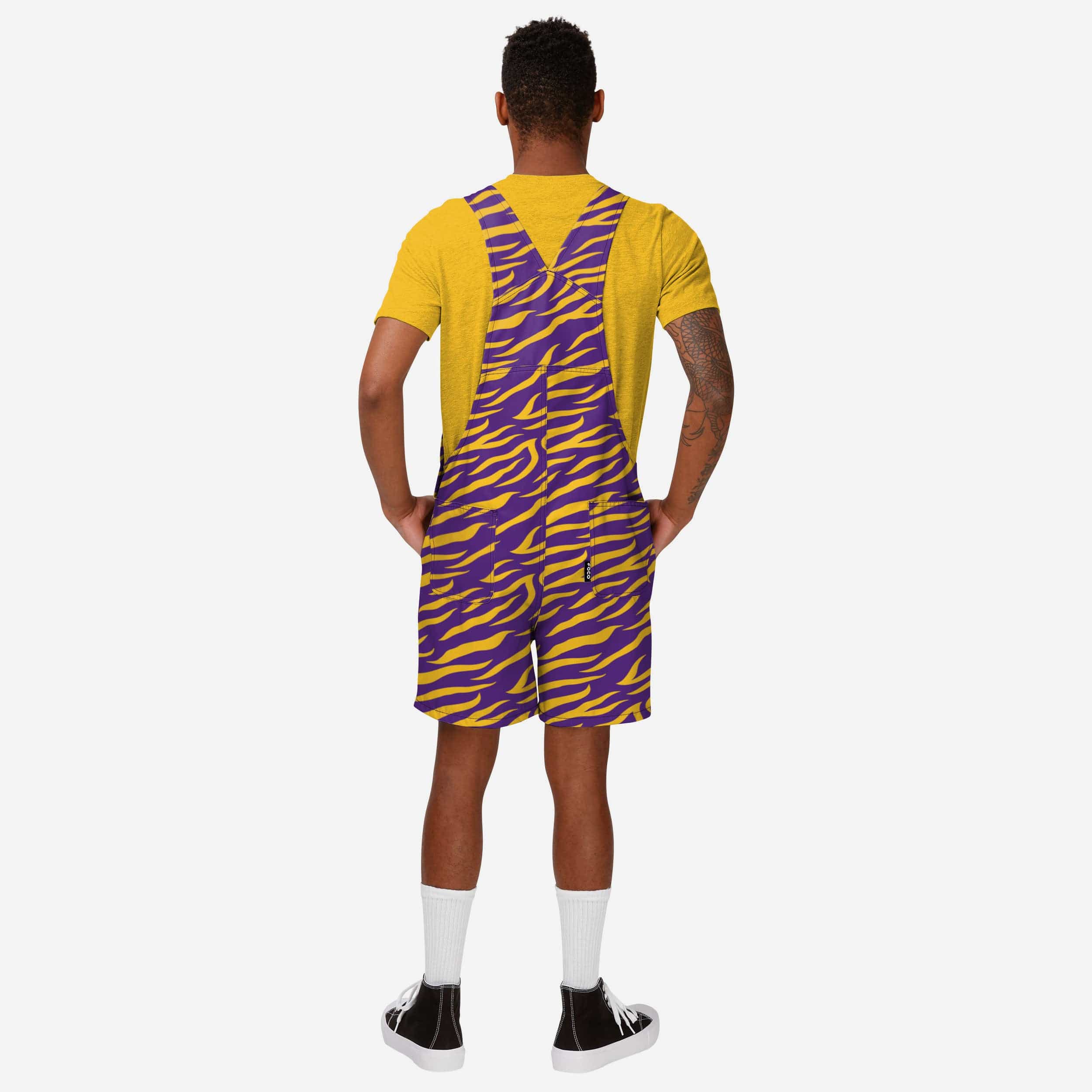 LSU Tigers Mens Tiger Stripe Thematic Bib Shortalls 2 LSU Tigers Mens Tiger Stripe Thematic Bib Shortalls