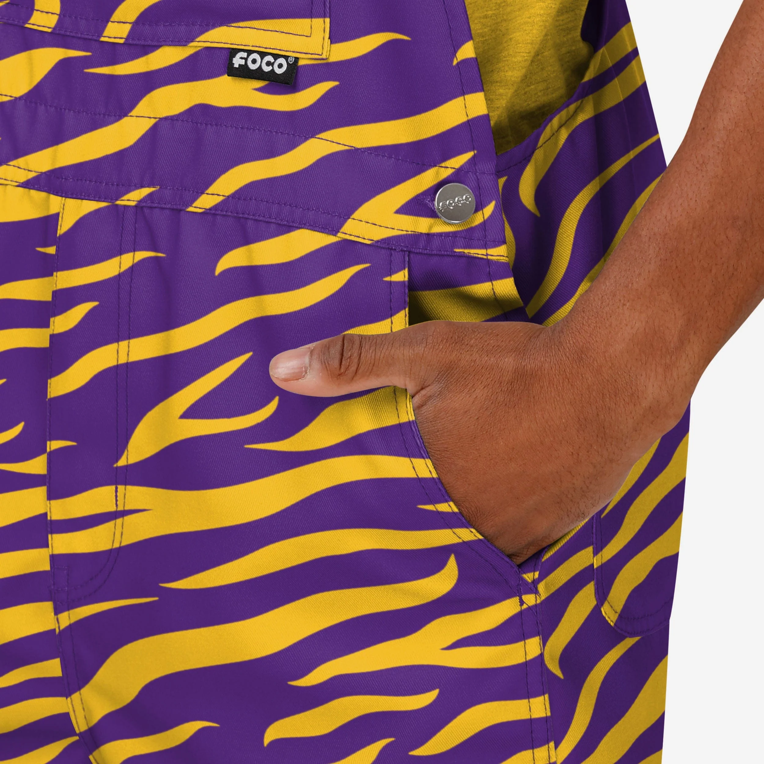 LSU Tigers Mens Tiger Stripe Thematic Bib Shortalls 4 LSU Tigers Mens Tiger Stripe Thematic Bib Shortalls