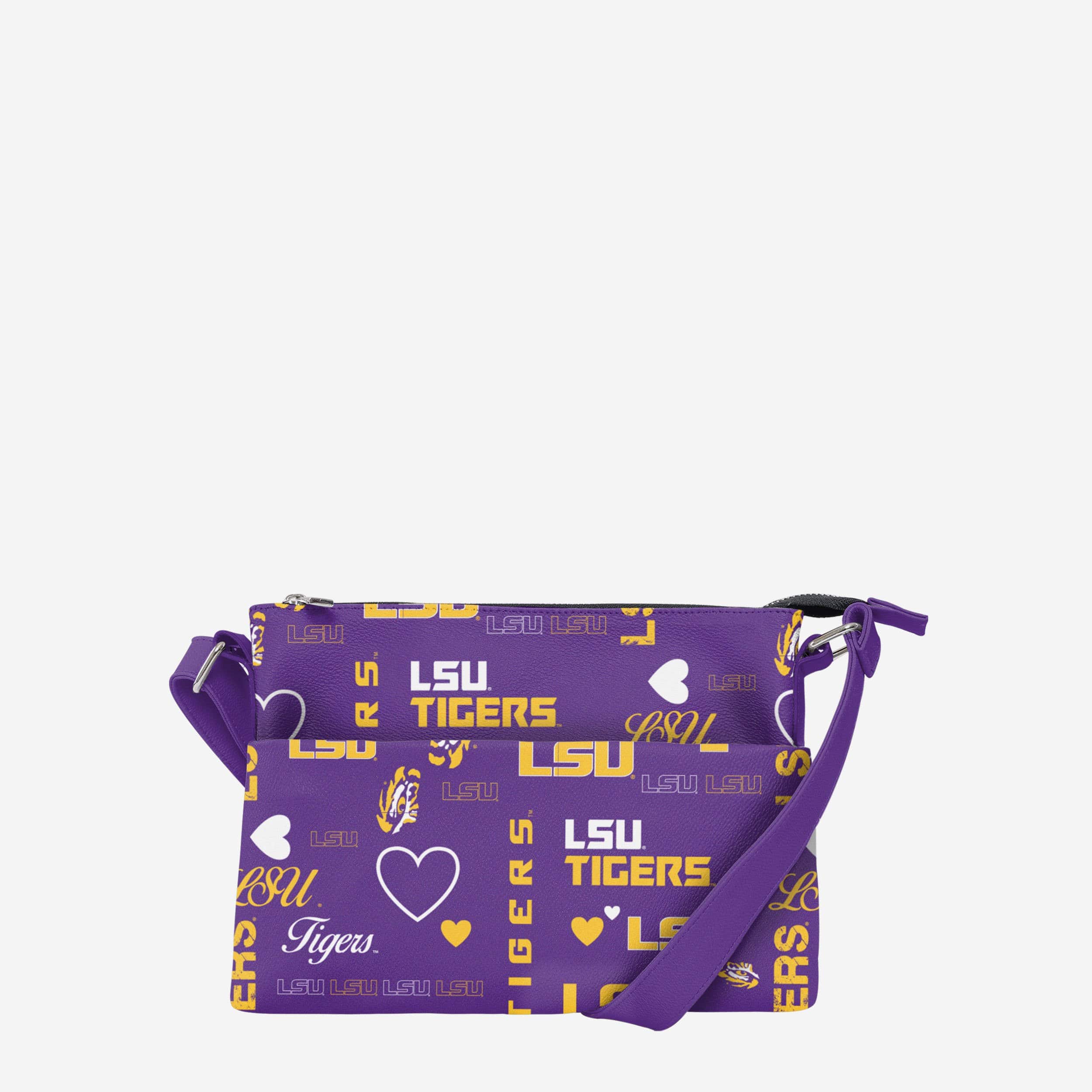 LSU Tigers Logo Love Crossbody Purse 1 LSU Tigers Logo Love Crossbody Purse