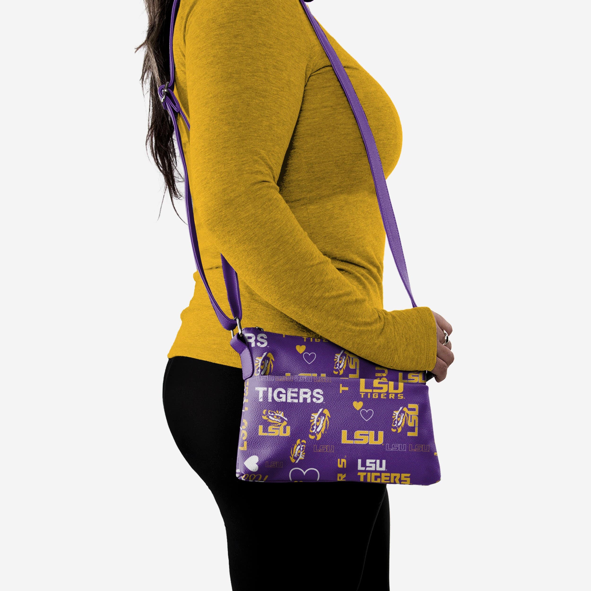 LSU Tigers Logo Love Crossbody Purse 2 LSU Tigers Logo Love Crossbody Purse