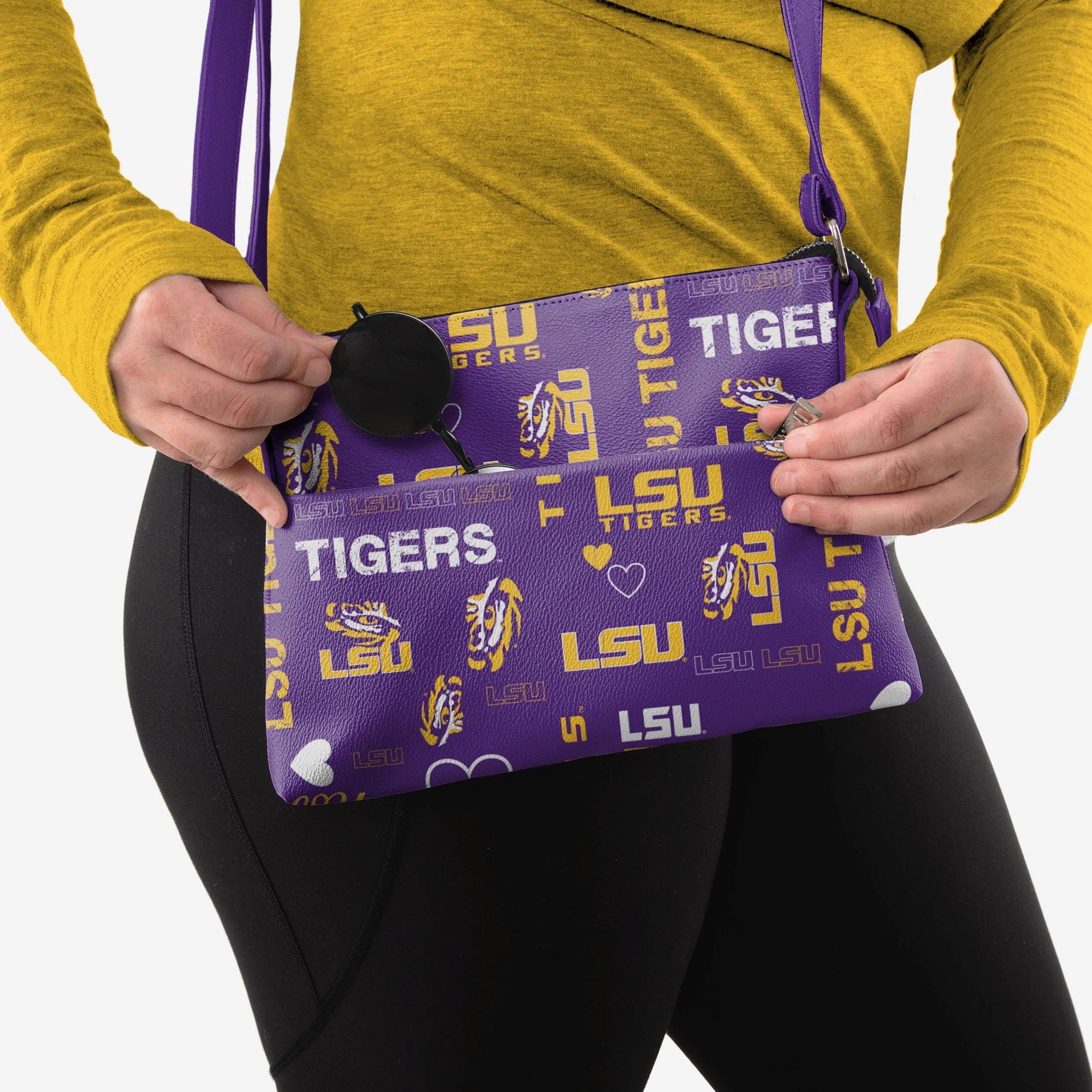 LSU Tigers Logo Love Crossbody Purse 3 LSU Tigers Logo Love Crossbody Purse