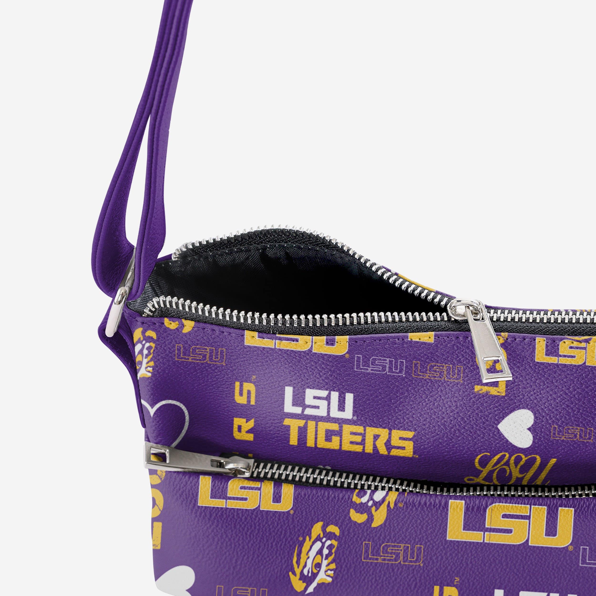 LSU Tigers Logo Love Crossbody Purse 4 LSU Tigers Logo Love Crossbody Purse