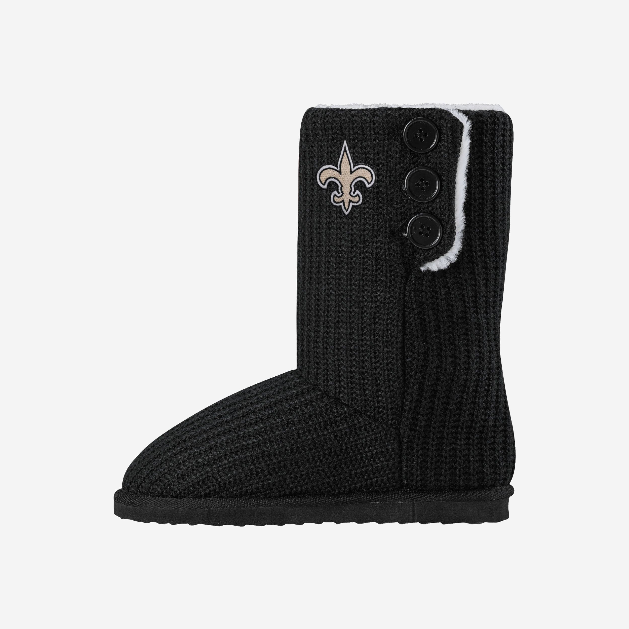 New Orleans Saints Knit High End Button Boot Slipper
