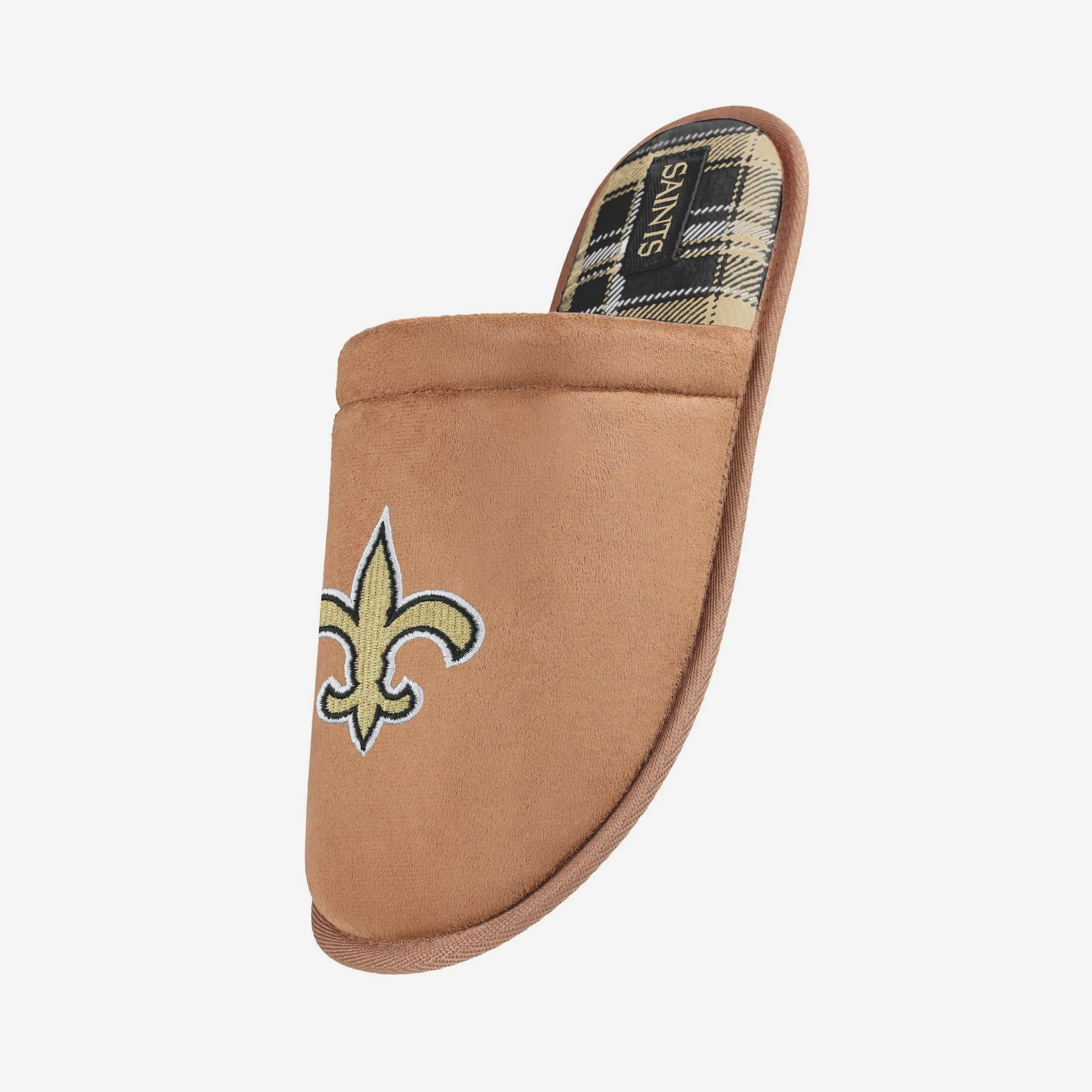 New Orleans Saints Flannel Lined Brown Suede Scuff Slipper 2 New Orleans Saints Flannel Lined Brown Suede Scuff Slipper