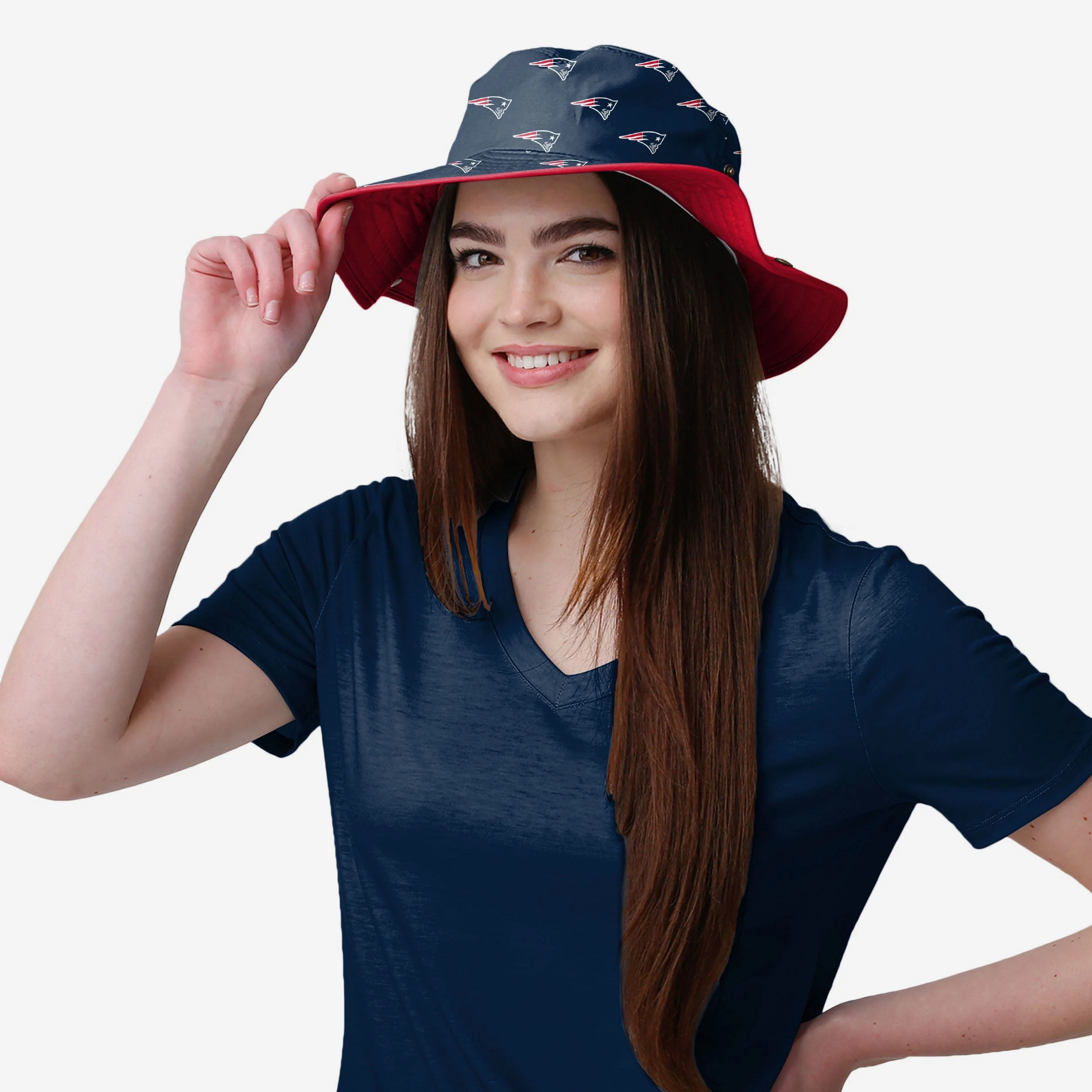 New England Patriots Womens Mini Print Hybrid Boonie Hat 2 New England Patriots Womens Mini Print Hybrid Boonie Hat
