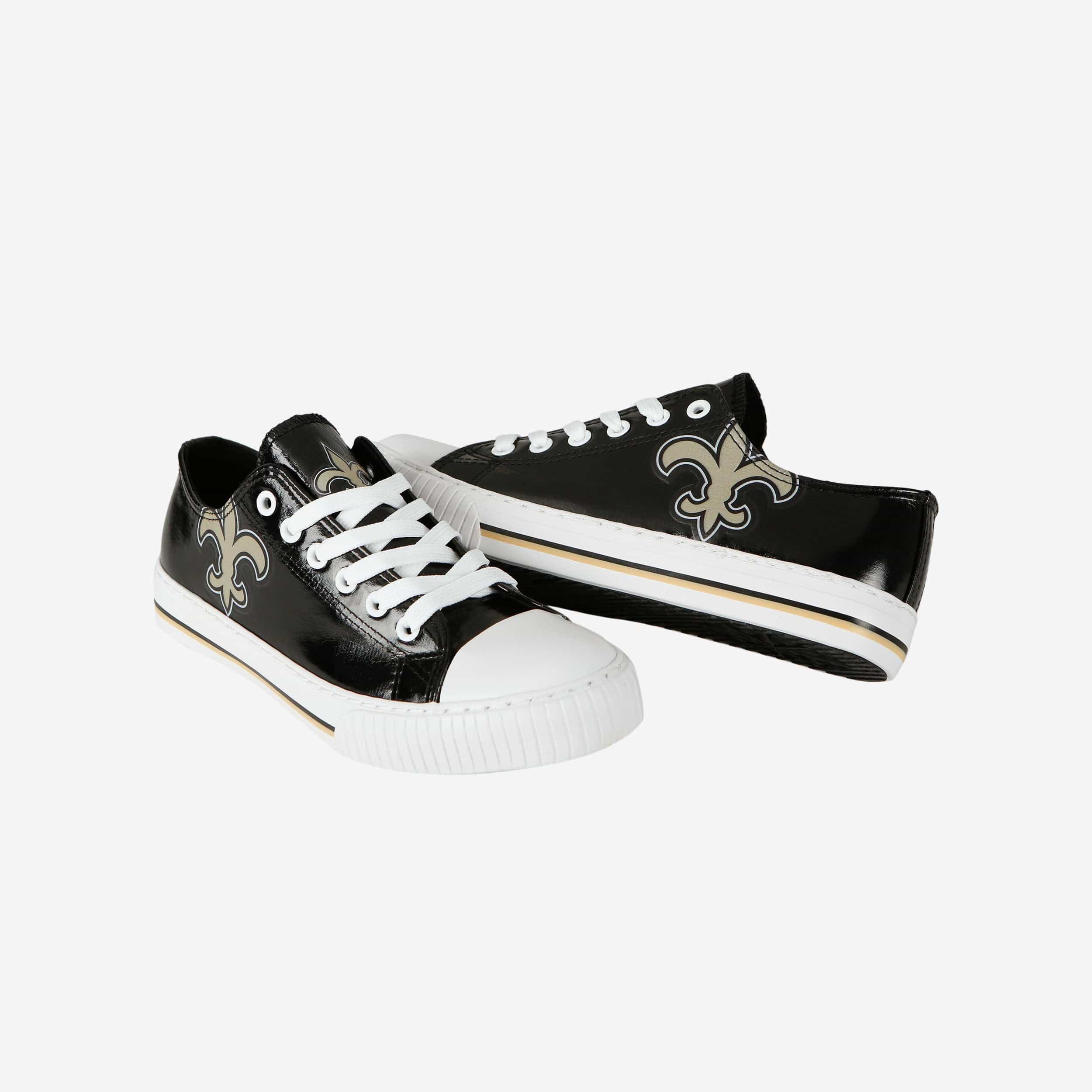 New Orleans Saints Womens Team Color Metallic Low Top Canvas Shoes 4 New Orleans Saints Womens Team Color Metallic Low Top Canvas Shoes