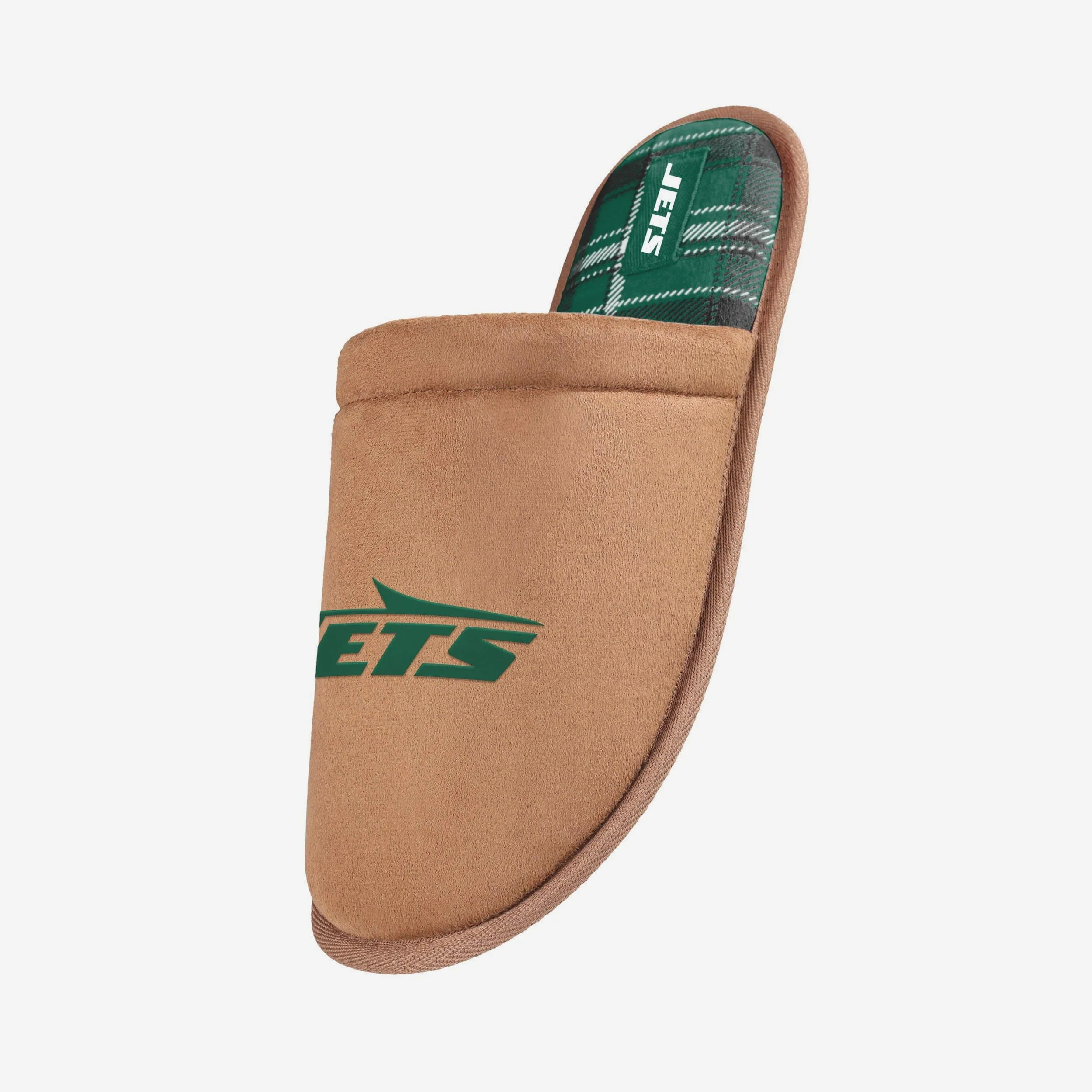 New York Jets Flannel Lined Brown Suede Scuff Slipper 2 New York Jets Flannel Lined Brown Suede Scuff Slipper