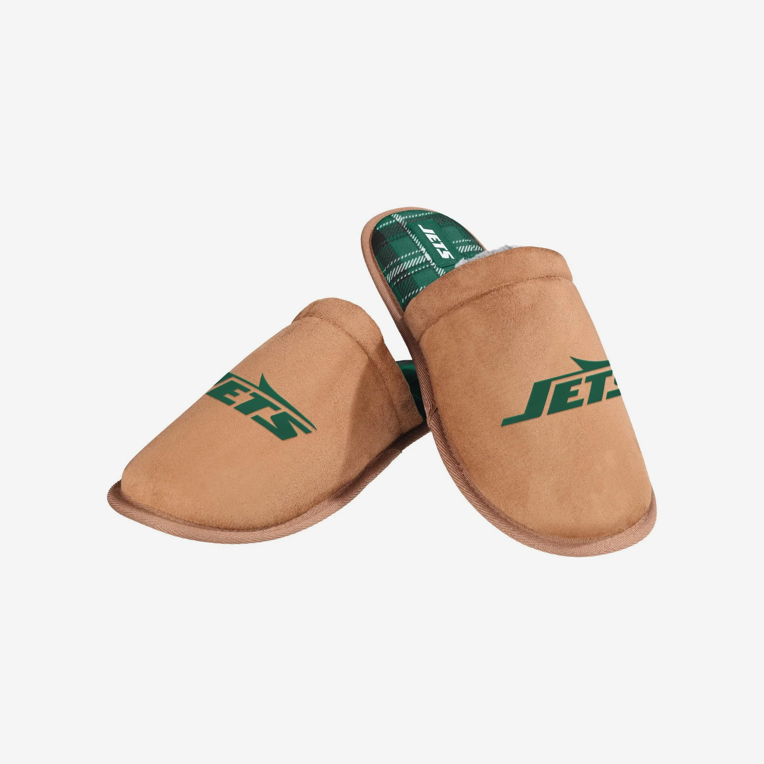 New York Jets Flannel Lined Brown Suede Scuff Slipper 3 New York Jets Flannel Lined Brown Suede Scuff Slipper