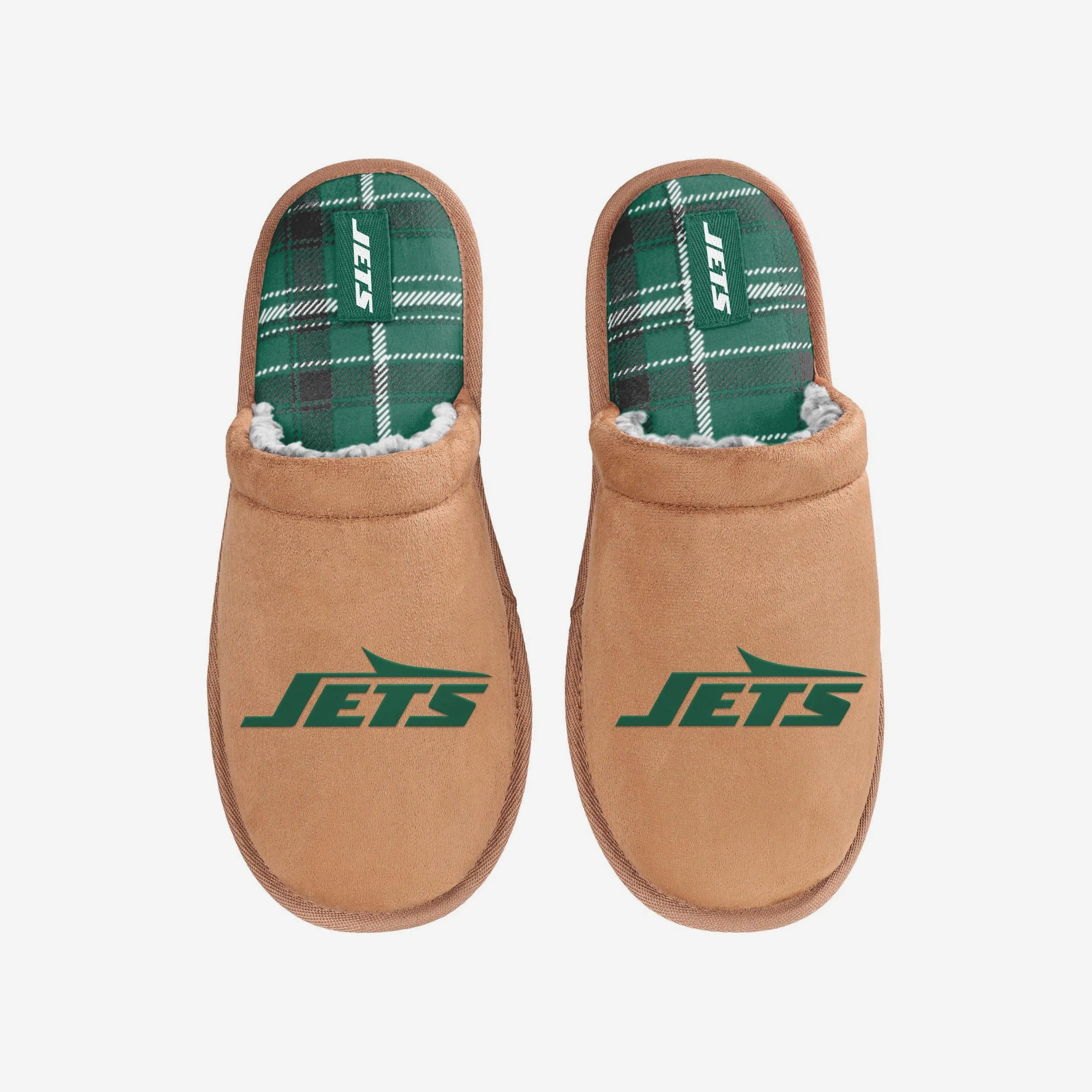 New York Jets Flannel Lined Brown Suede Scuff Slipper 4 New York Jets Flannel Lined Brown Suede Scuff Slipper