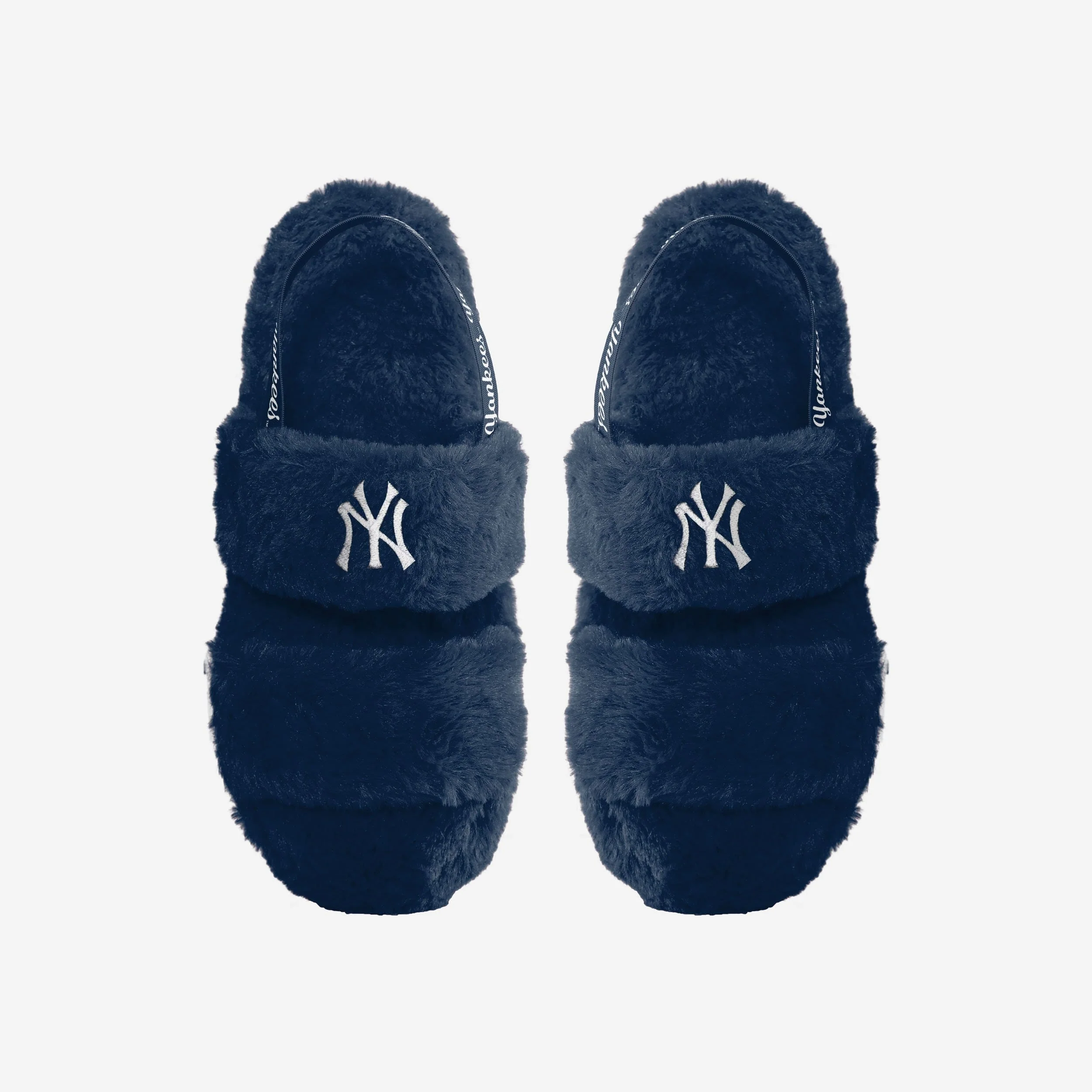 New York Yankees Womens Heel Strap Wordmark Fur Slide