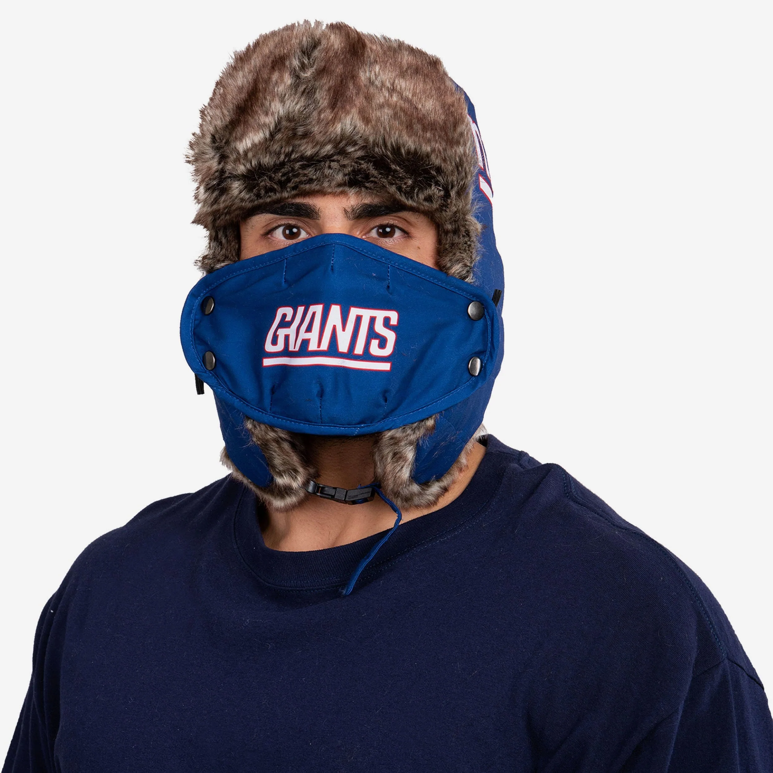New York Giants Big Logo Trapper Hat With Face Cover 2 New York Giants Big Logo Trapper Hat With Face Cover