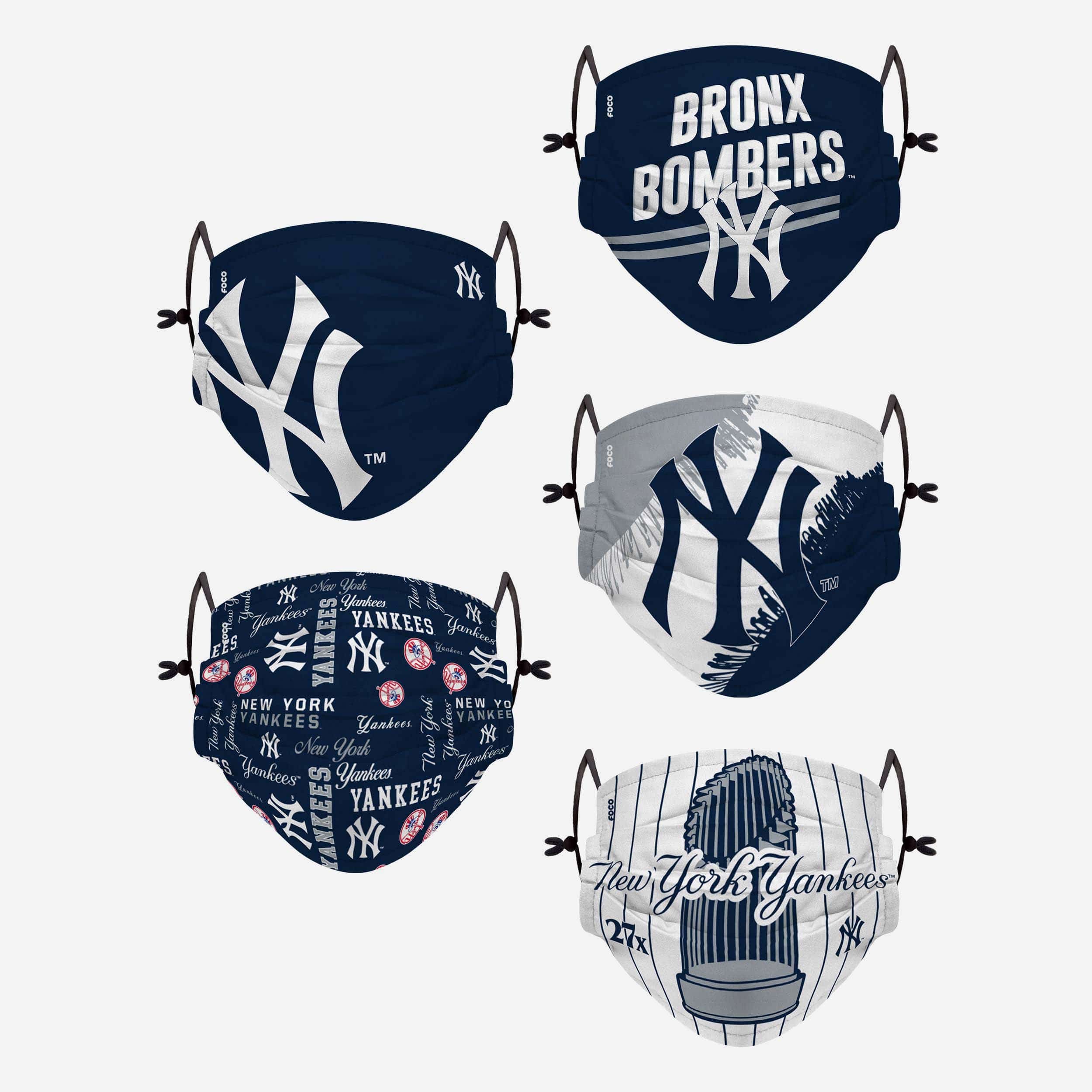 New York Yankees Youth Rising Stars Adjustable 5 Pack Face Cover