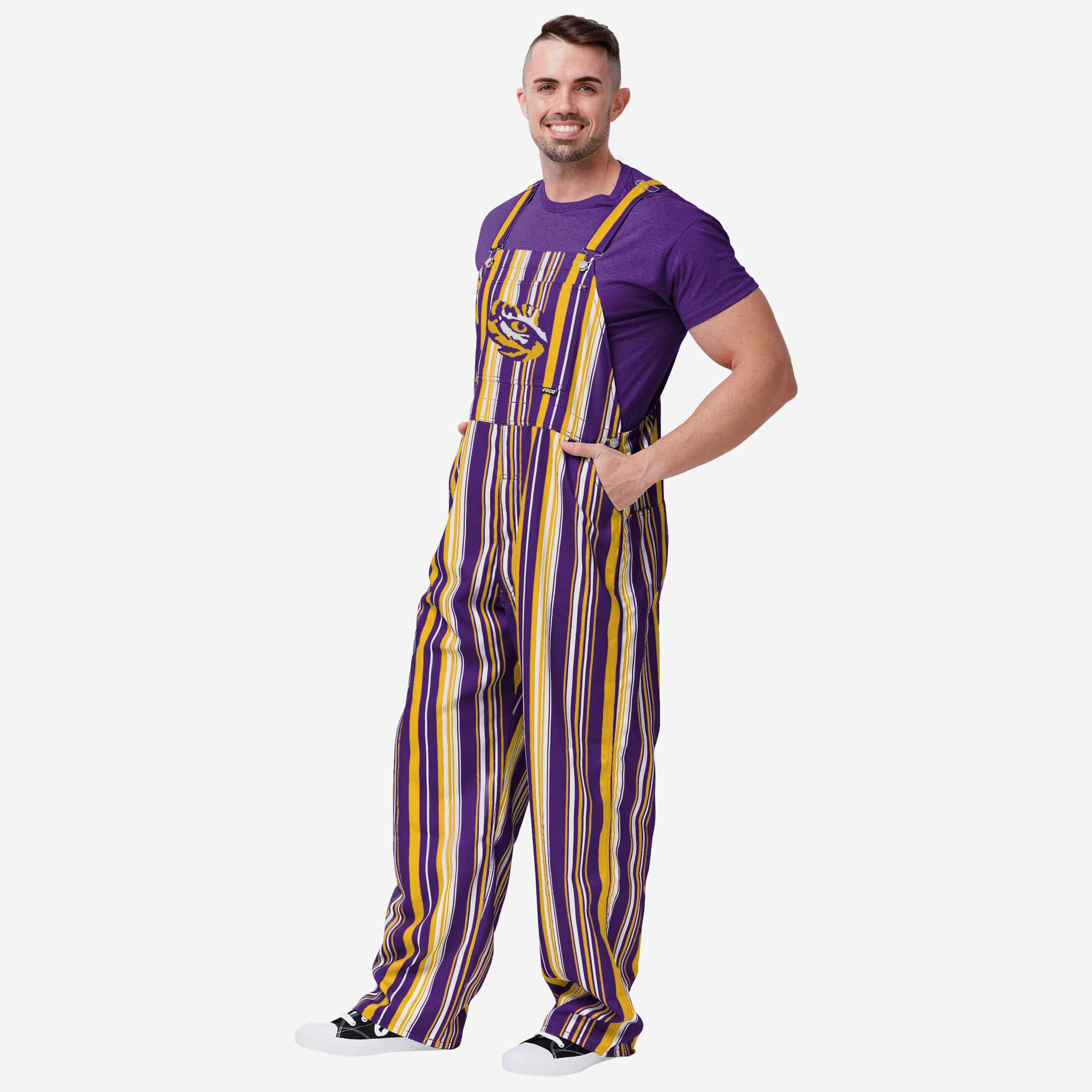 LSU Tigers Mens Hyper Stripe Bib Overalls 1 LSU Tigers Mens Hyper Stripe Bib Overalls