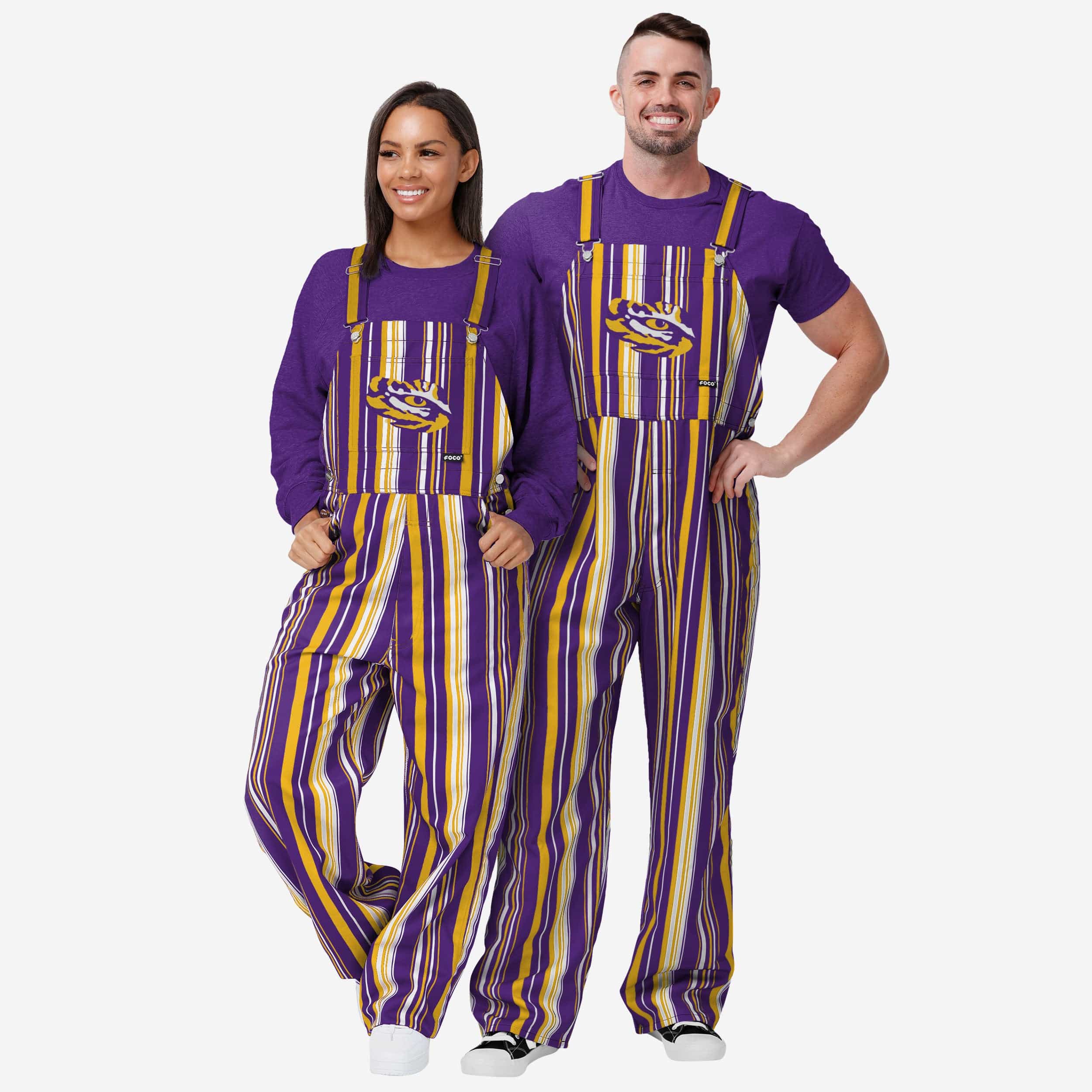 LSU Tigers Mens Hyper Stripe Bib Overalls 3 LSU Tigers Mens Hyper Stripe Bib Overalls