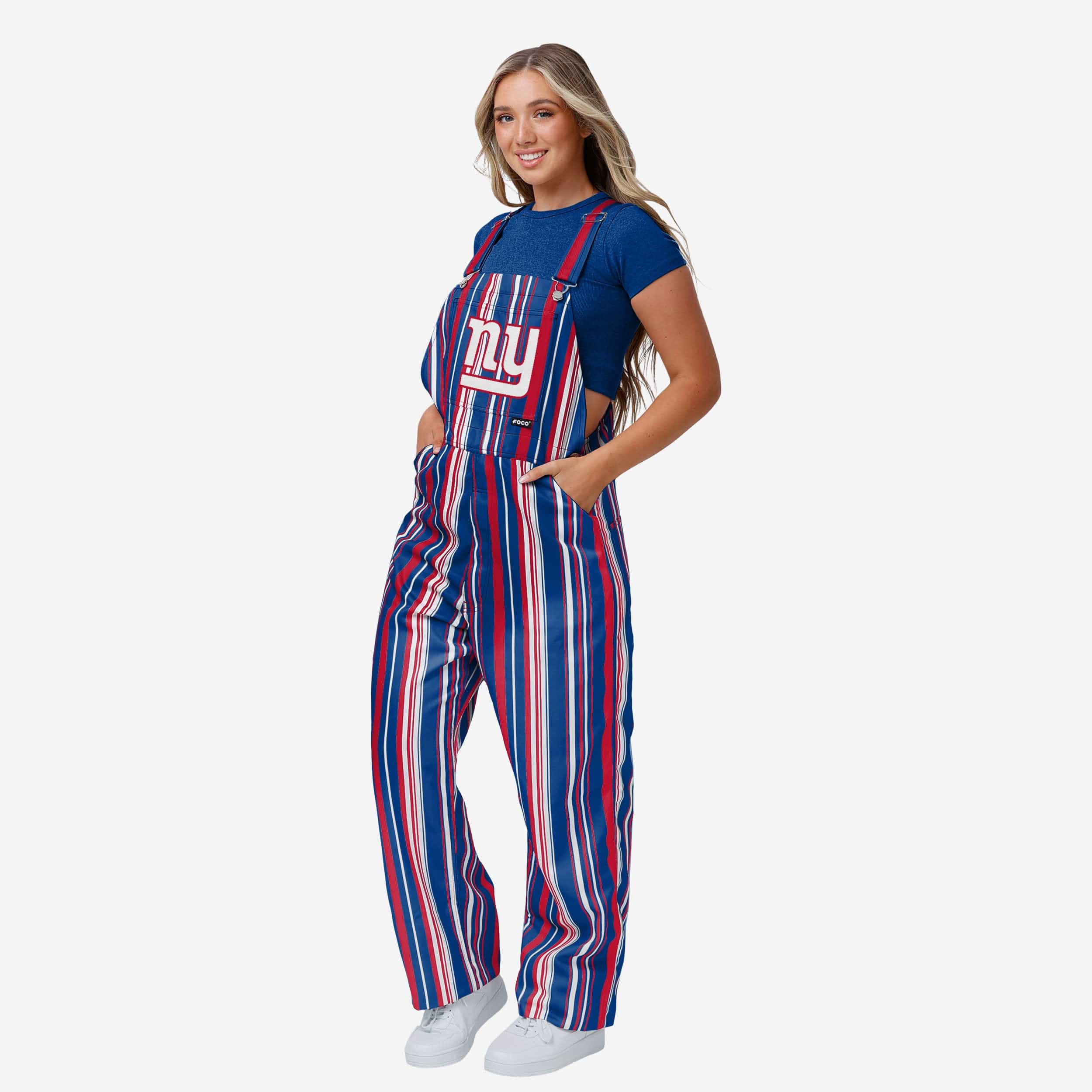 New York Giants Womens Hyper Stripe Bib Overalls 1 New York Giants Womens Hyper Stripe Bib Overalls