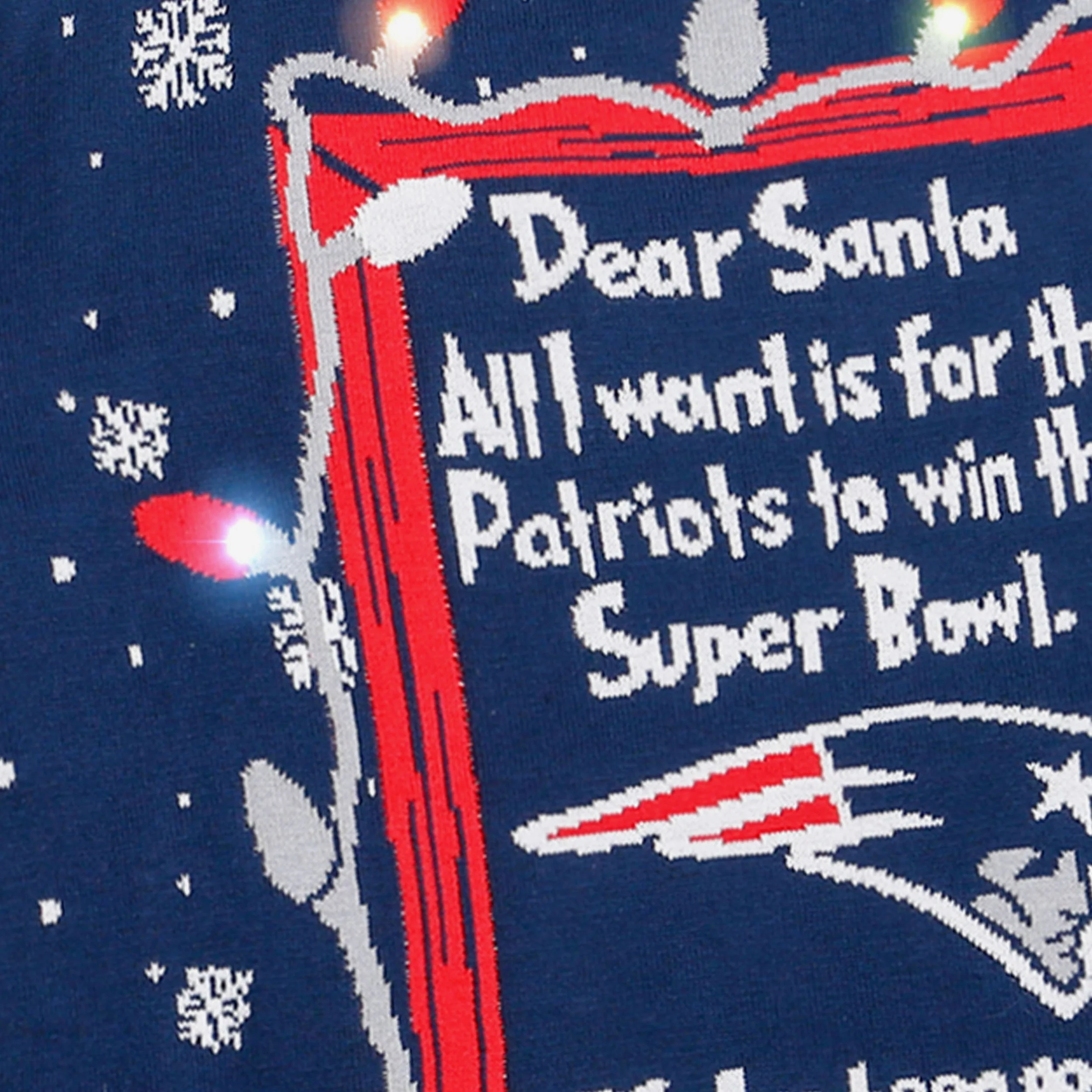 New England Patriots Dear Santa Light Up Sweater 4 New England Patriots Dear Santa Light Up Sweater