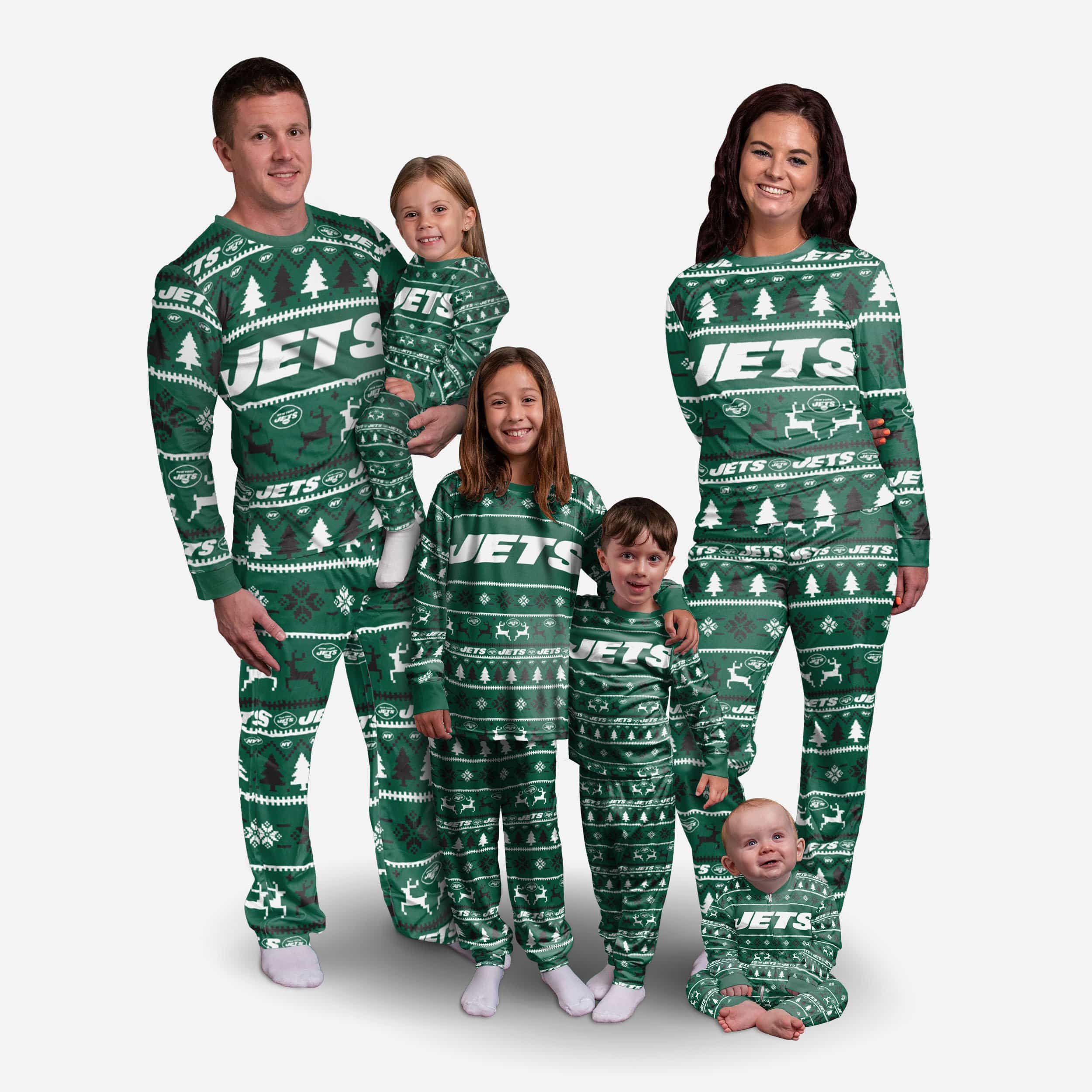New York Jets Family Holiday Pajamas 2 New York Jets Family Holiday Pajamas