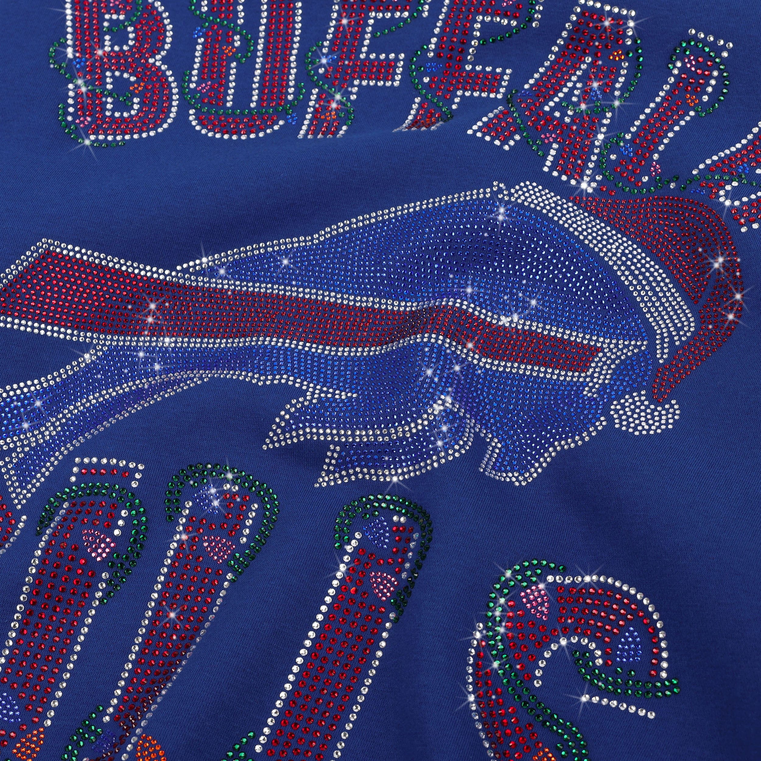 Buffalo Bills Womens Rhinestone Logo Oversized Holiday Crew Neck Sweatshirt 3 Buffalo Bills Womens Rhinestone Logo Oversized Holiday Crew Neck Sweatshirt