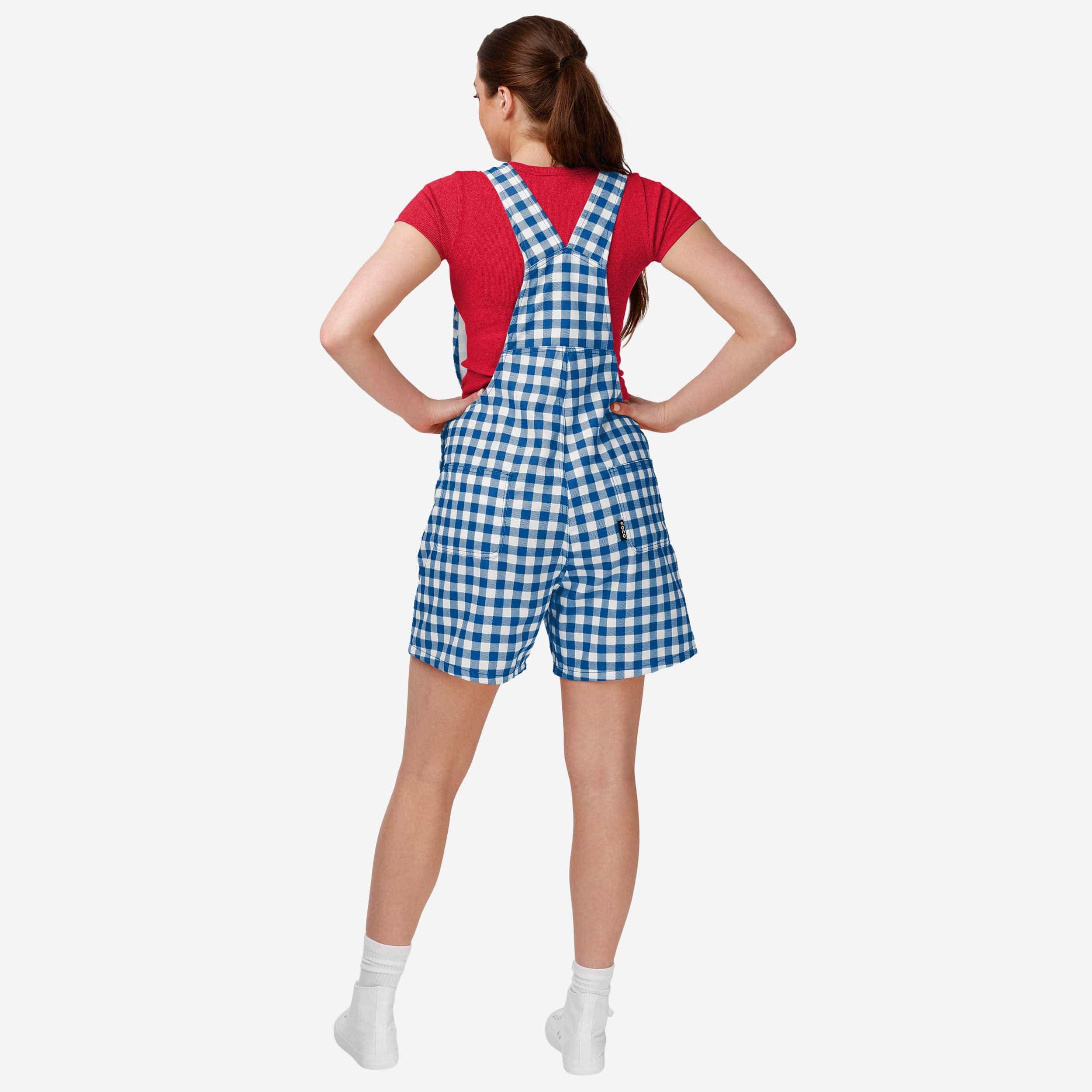 Buffalo Bills Womens Gingham Check Bib Shortalls 2 Buffalo Bills Womens Gingham Check Bib Shortalls