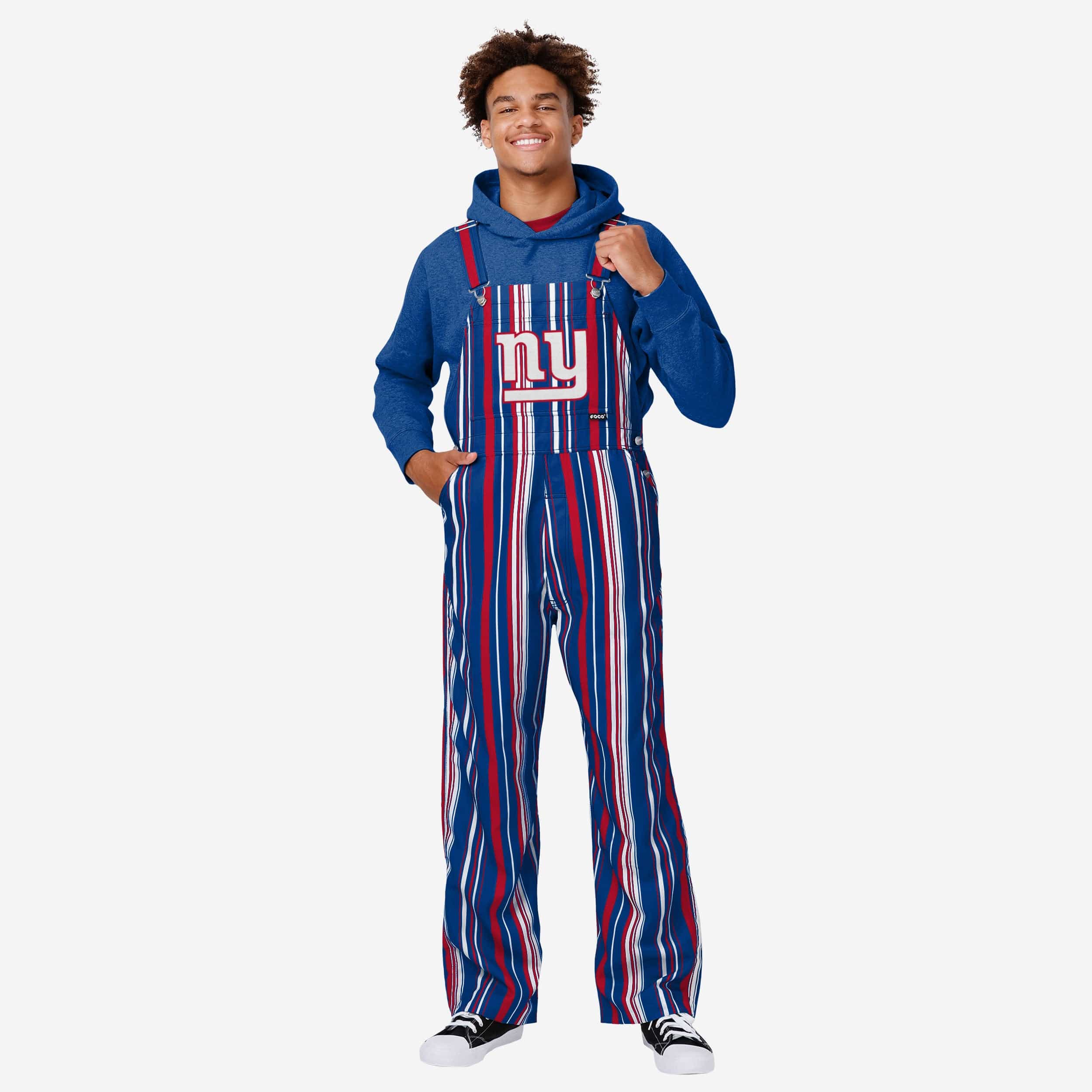 New York Giants Mens Hyper Stripe Bib Overalls
