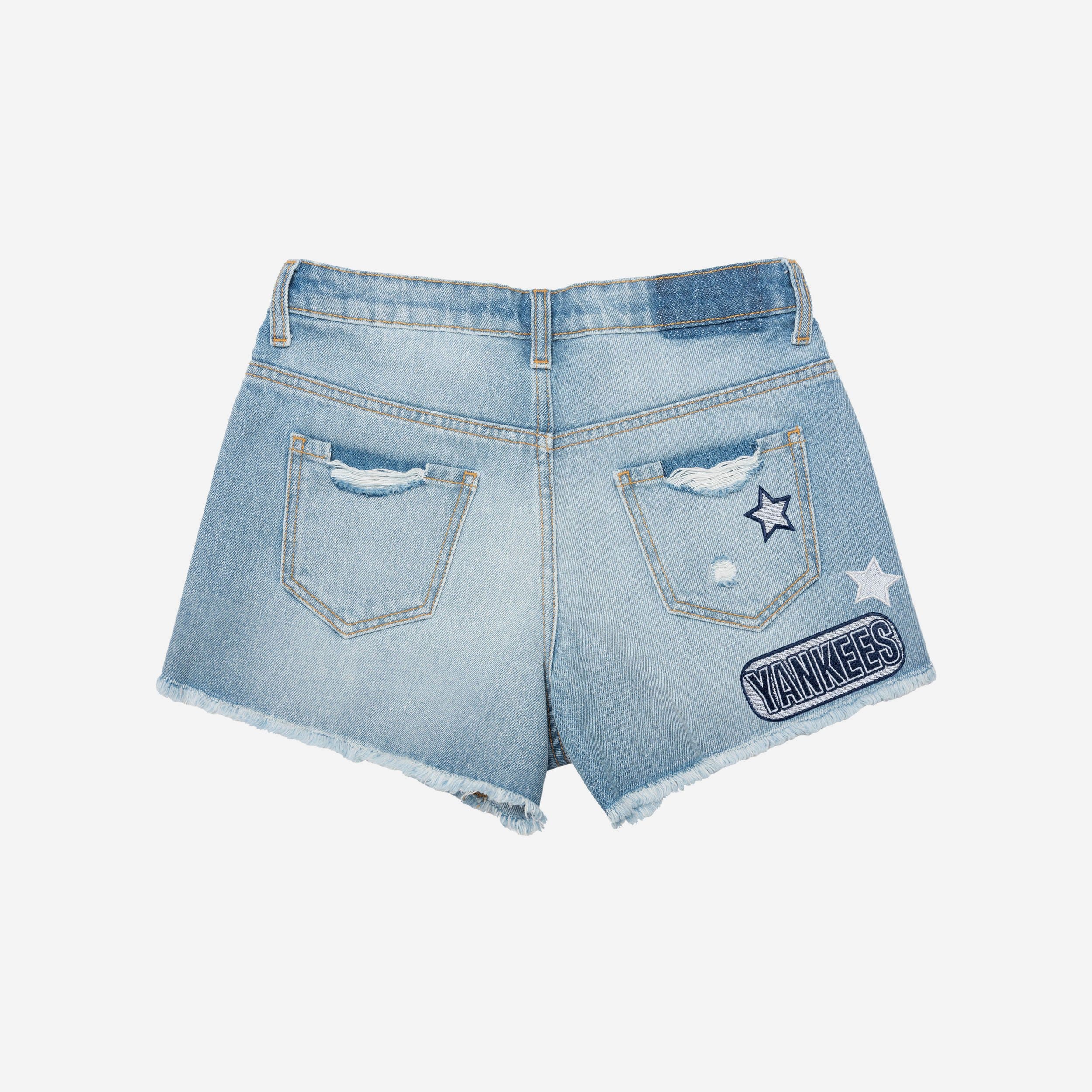 New York Yankees Womens Team Logo Denim Shorts 4 New York Yankees Womens Team Logo Denim Shorts