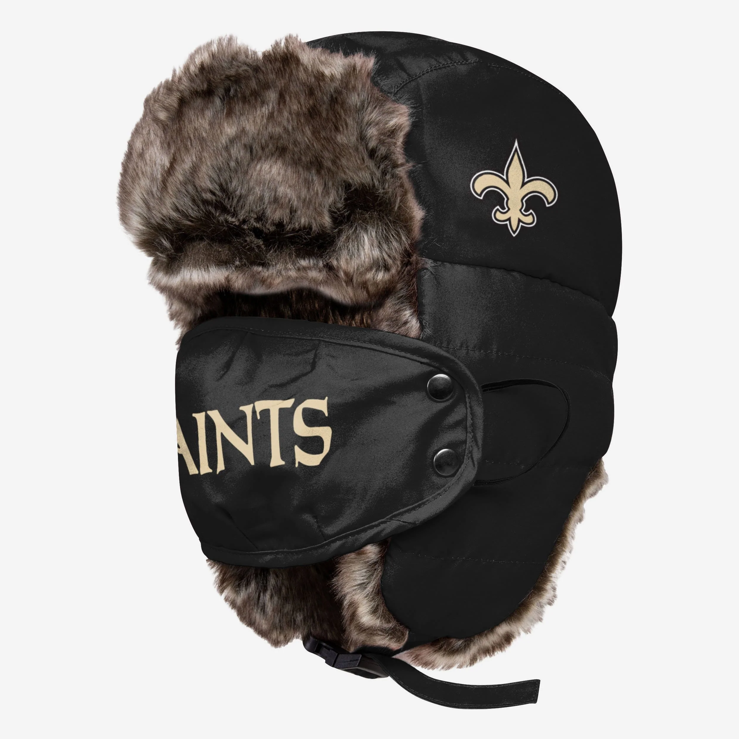 New Orleans Saints Big Logo Trapper Hat With Face Cover 1 New Orleans Saints Big Logo Trapper Hat With Face Cover