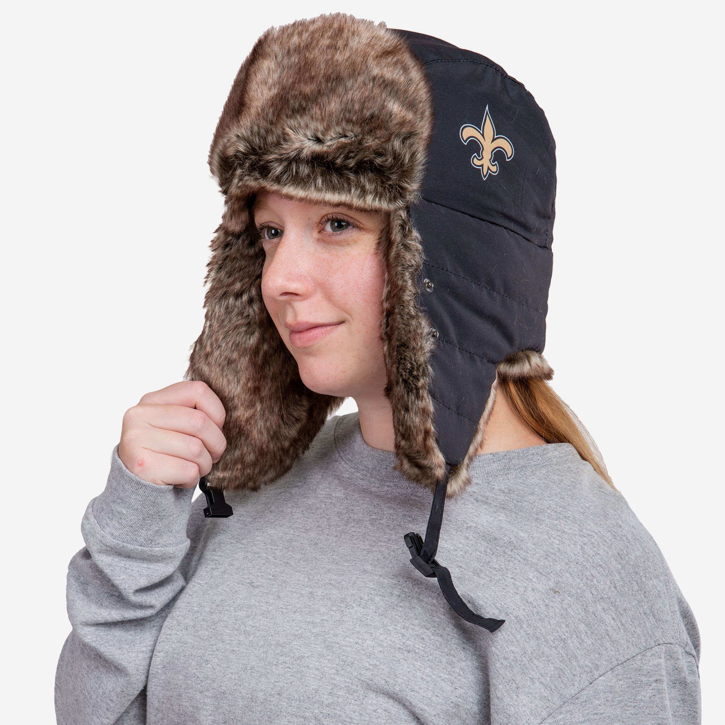 New Orleans Saints Big Logo Trapper Hat With Face Cover 3 New Orleans Saints Big Logo Trapper Hat With Face Cover