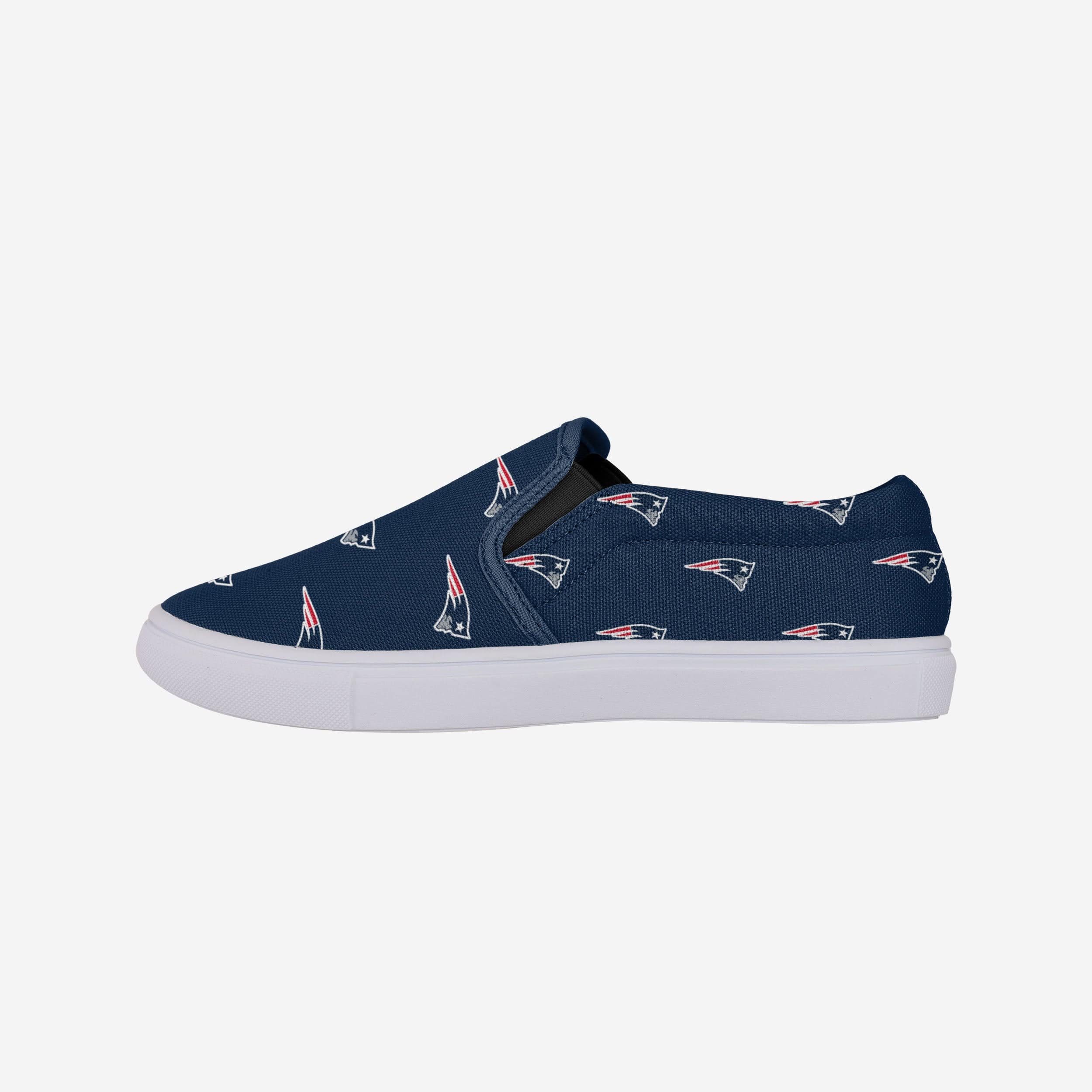 New England Patriots Womens Repeat Logo Slip On Canvas Shoe 1 New England Patriots Womens Repeat Logo Slip On Canvas Shoe