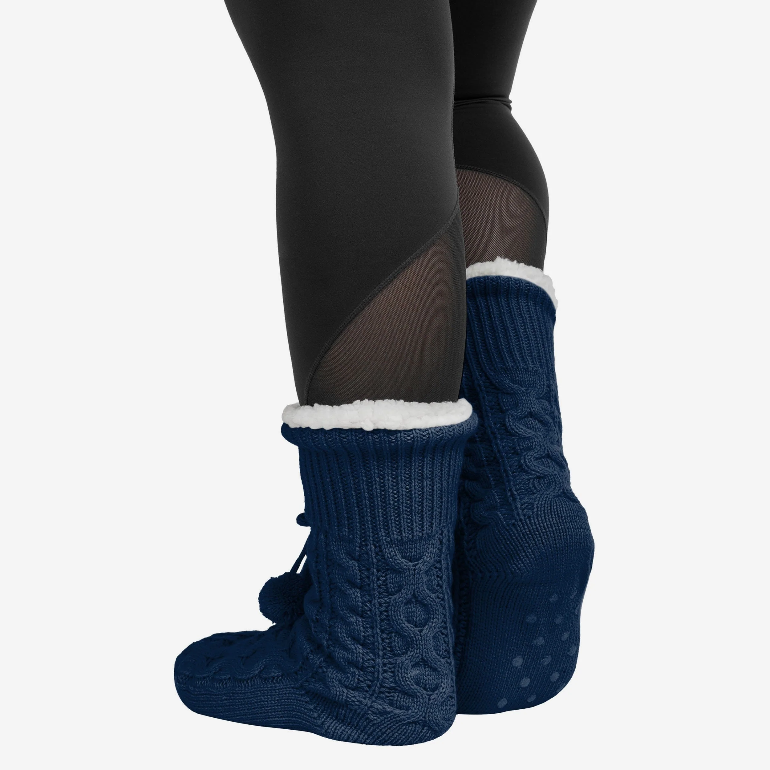 New York Yankees Womens Cable Knit Footy Slipper Socks 2 New York Yankees Womens Cable Knit Footy Slipper Socks