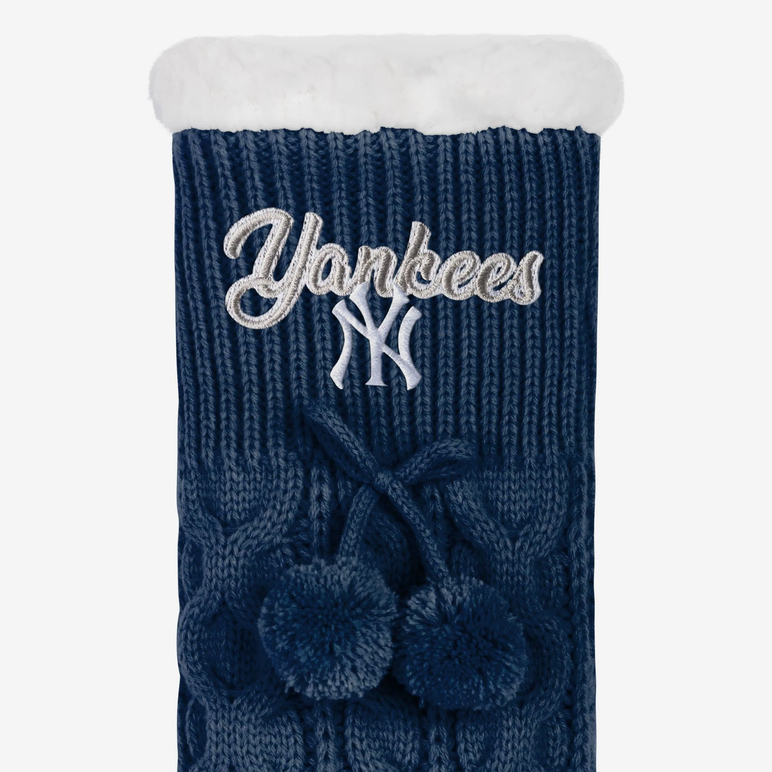 New York Yankees Womens Cable Knit Footy Slipper Socks 3 New York Yankees Womens Cable Knit Footy Slipper Socks