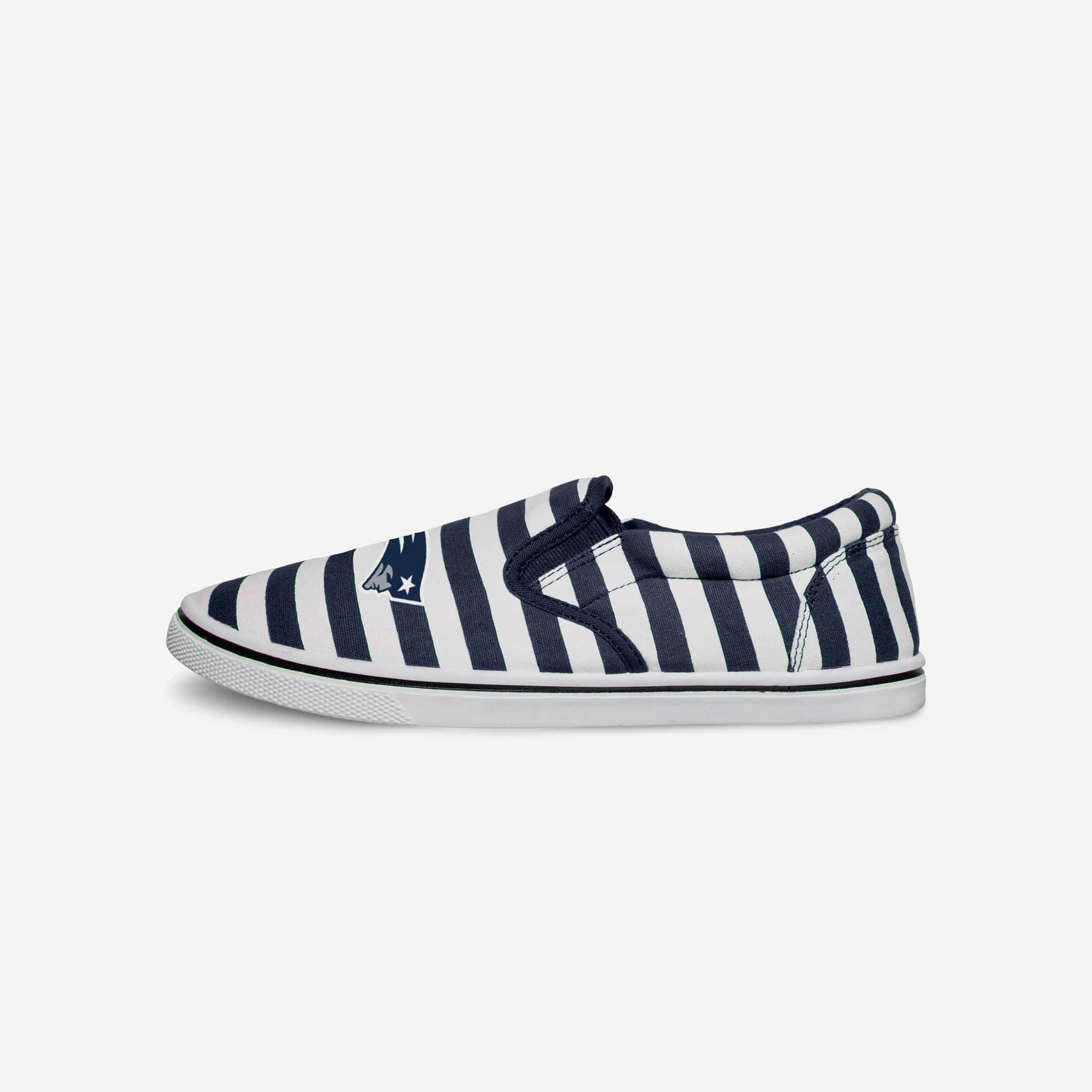 New England Patriots Striped Slip On Canvas Shoe 1 New England Patriots Striped Slip On Canvas Shoe