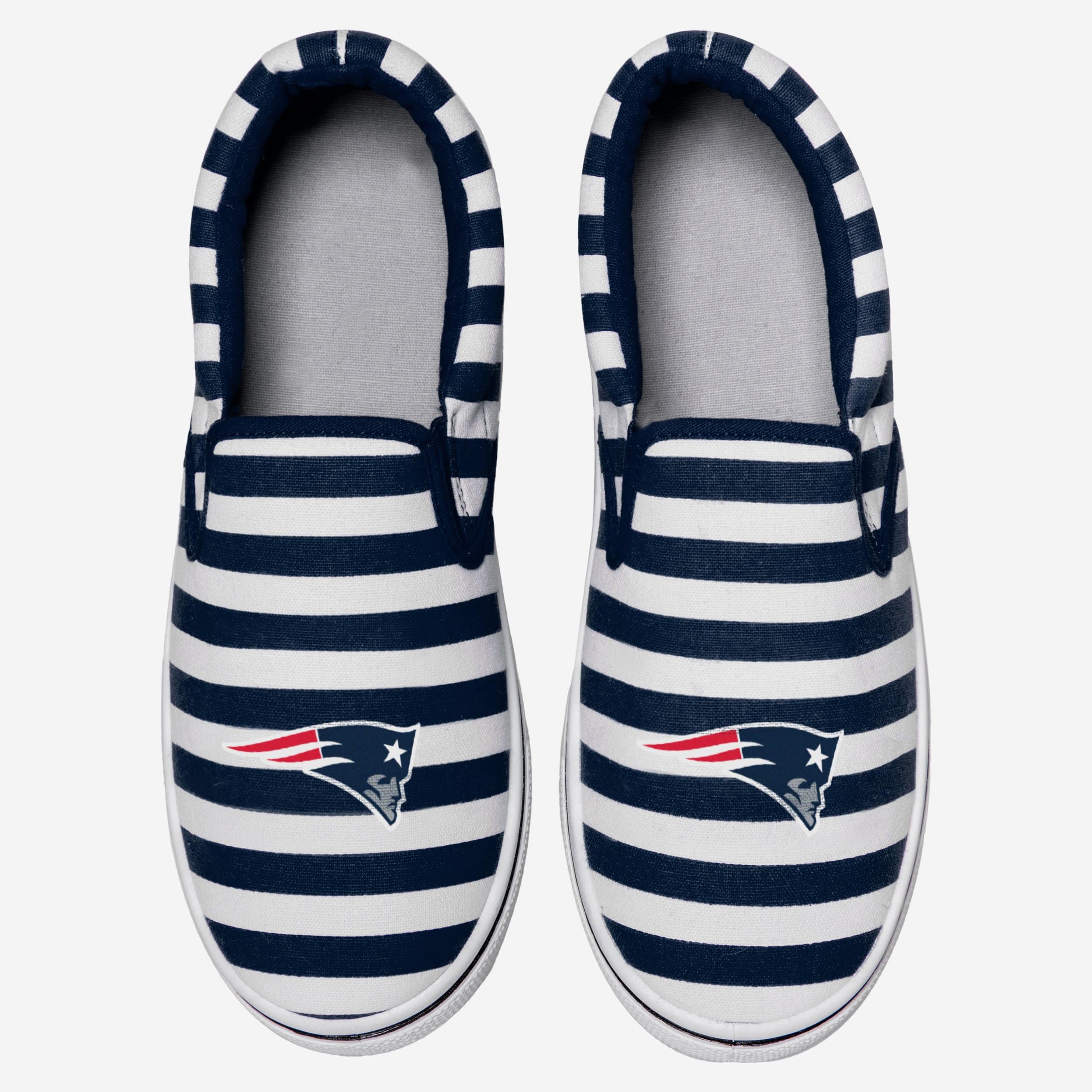 New England Patriots Striped Slip On Canvas Shoe 2 New England Patriots Striped Slip On Canvas Shoe
