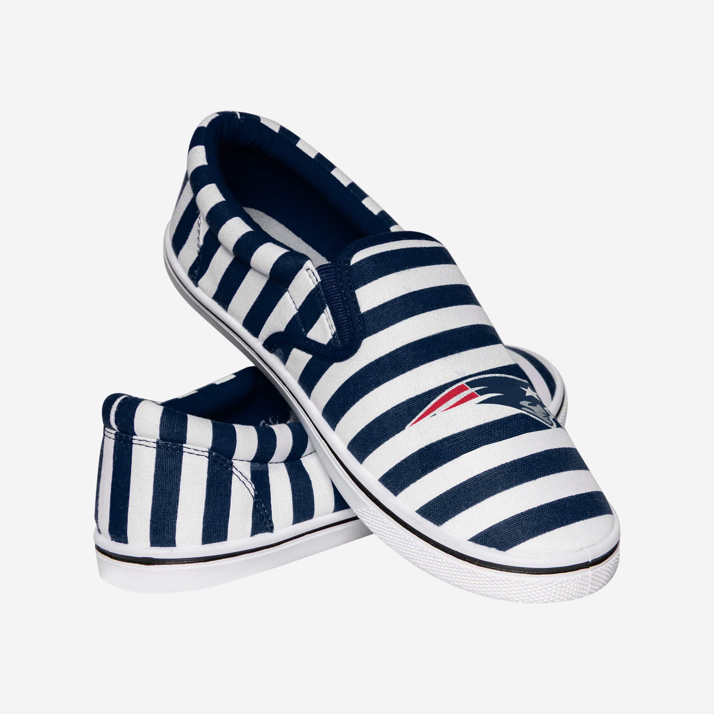 New England Patriots Striped Slip On Canvas Shoe 3 New England Patriots Striped Slip On Canvas Shoe