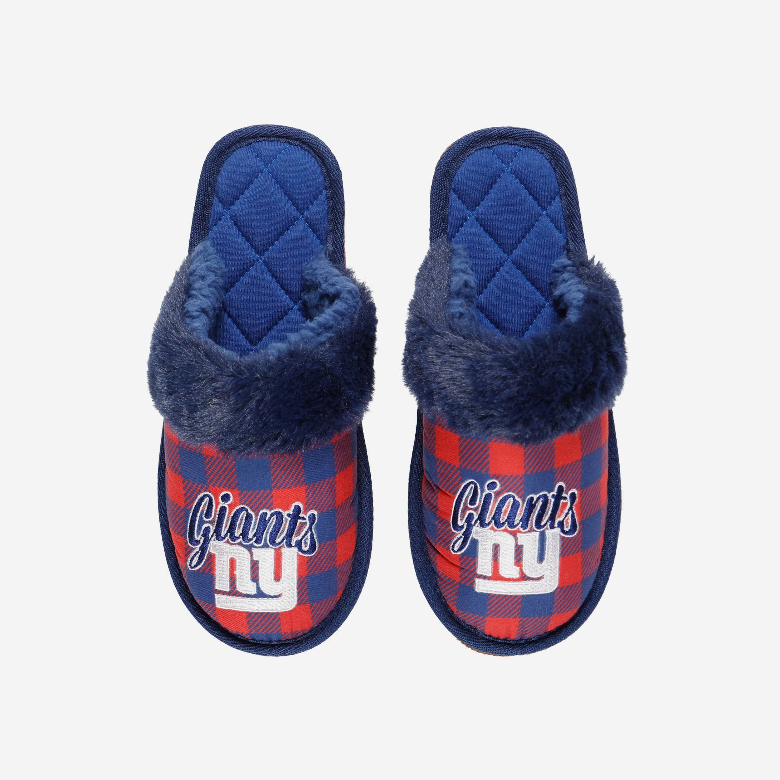 New York Giants Womens Plaid Sherpa Mule Slipper 2 New York Giants Womens Plaid Sherpa Mule Slipper